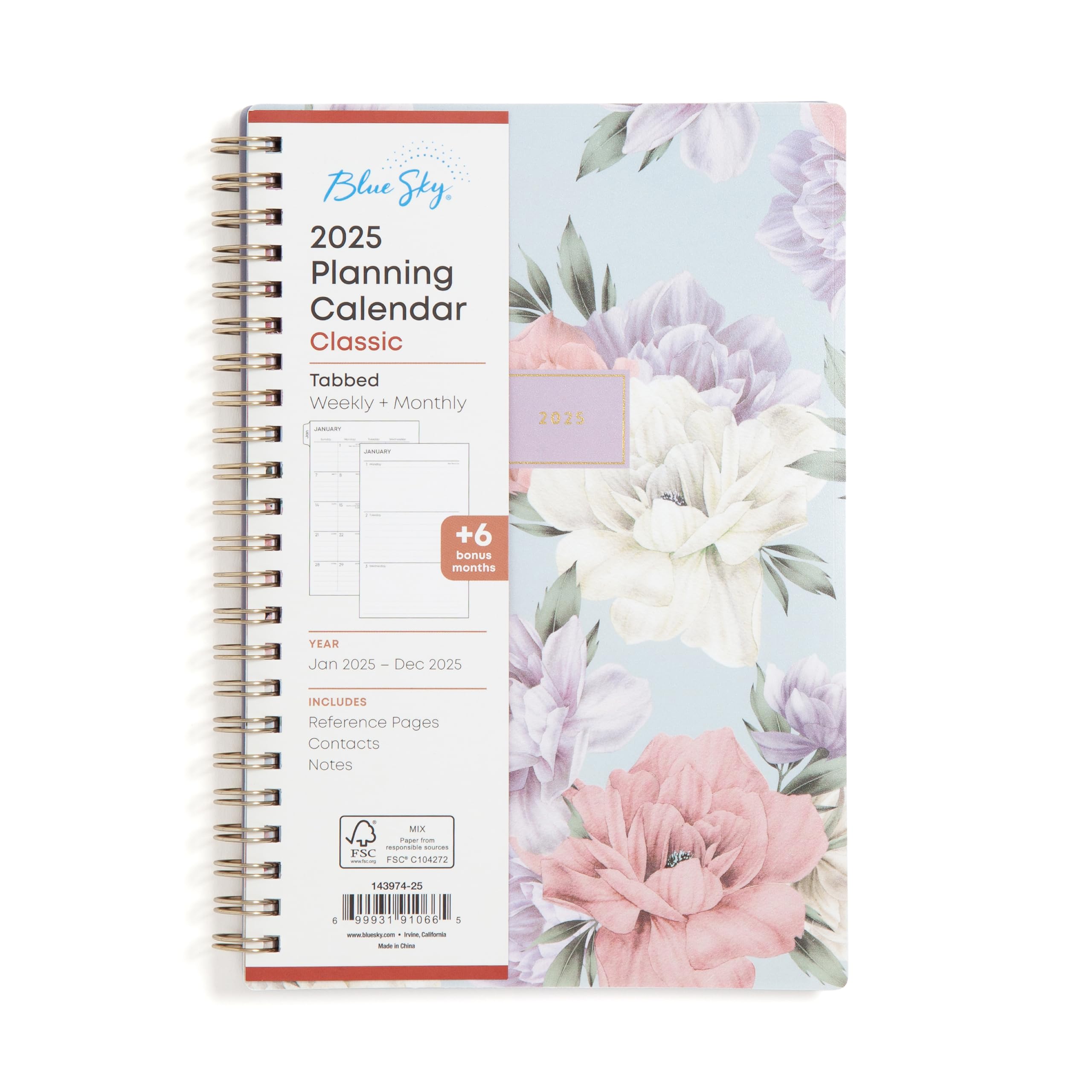 Blue Sky 2025 Weekly & Monthly Planner Calendar - January to December 2025, 5