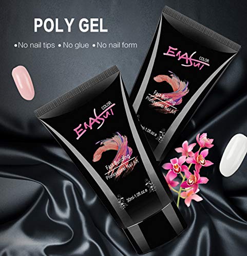 6 Colors 30ml Poly UV Gel Nail Extension Kit with LED Nail Lamp - Quick Building Nail Enhancement Set for Professional & DIY Nail Art - Perfect for Salon, Home Use & Special Occasions