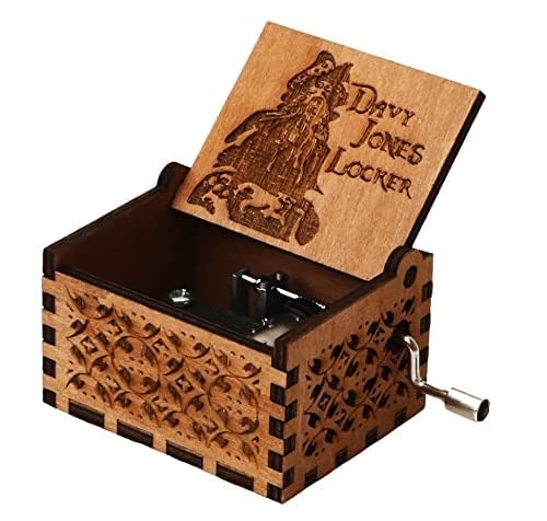 Hand Crank Wooden Davy Jones Locker Music Box - Pirates of the Caribbean Inspired Musical Gift Box (Wood) - Perfect for Disney Fans, Collectors & Home Decor