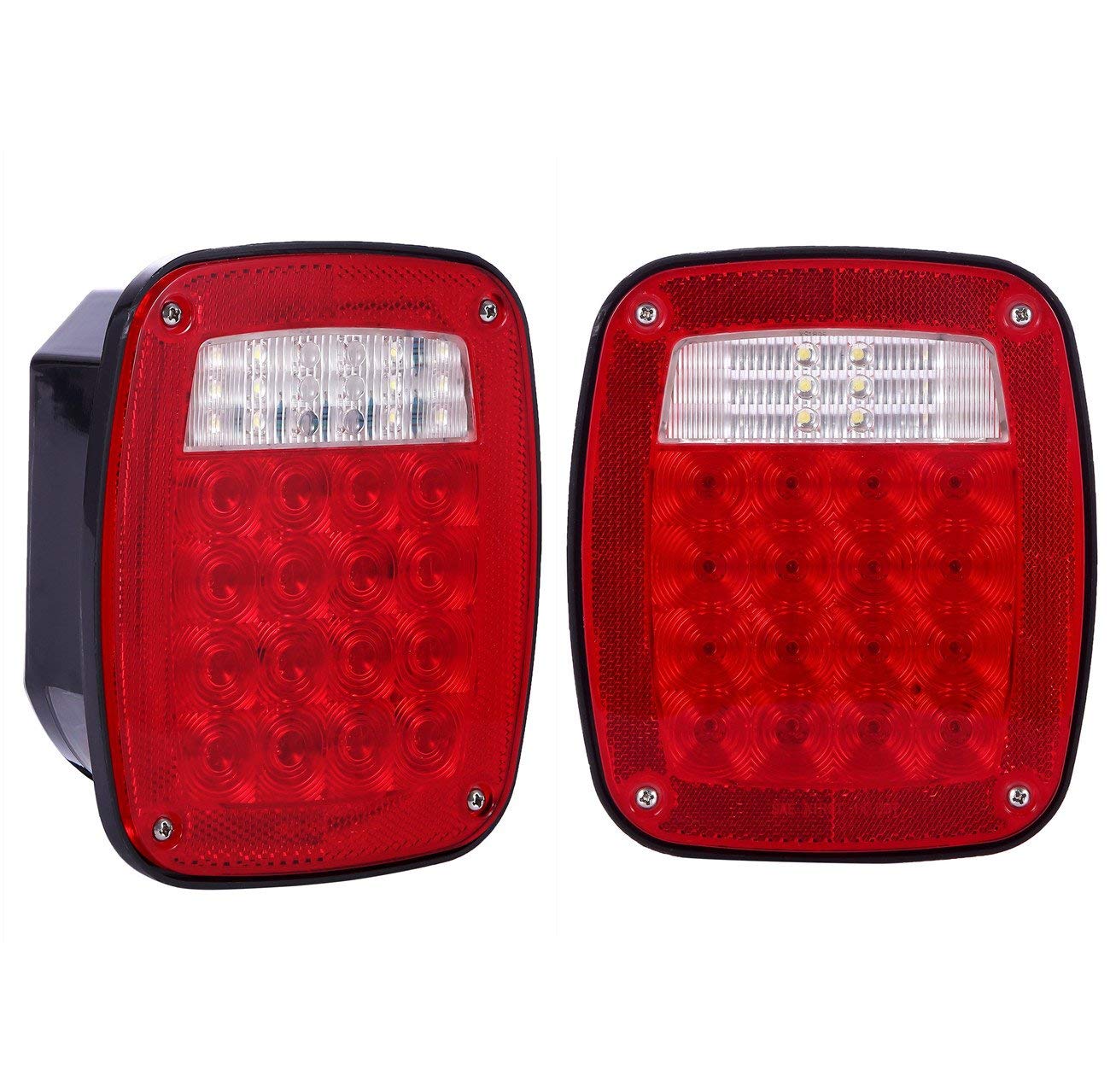 Vouke 38 LED 12V Universal Tail Brake Turn Stop Reverse Lights for Trucks, Trailers, Boats - 12V Stud Mounted Lamps, Pack of 2 - Perfect for Enhanced Safety and Visibility in Night Driving, Towing, and Marine Applications
