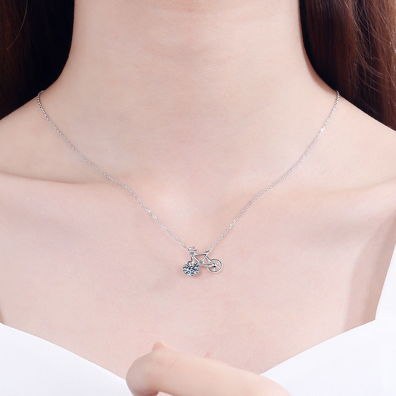 Women's Sterling Silver Moissanite Necklace - Classic Brilliant Cut Moissanite Jewelry for Everyday Wear & Special Occasions