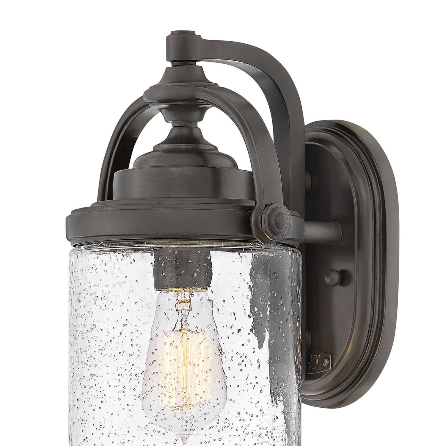 Hinkley Willoughby Medium Wall Mount Outdoor Lantern - Coastal Style 1-Light Composite Fixture with Clear Seedy Glass & Oil Rubbed Bronze Finish | Perfect for Porch, Patio, and Entryway Lighting