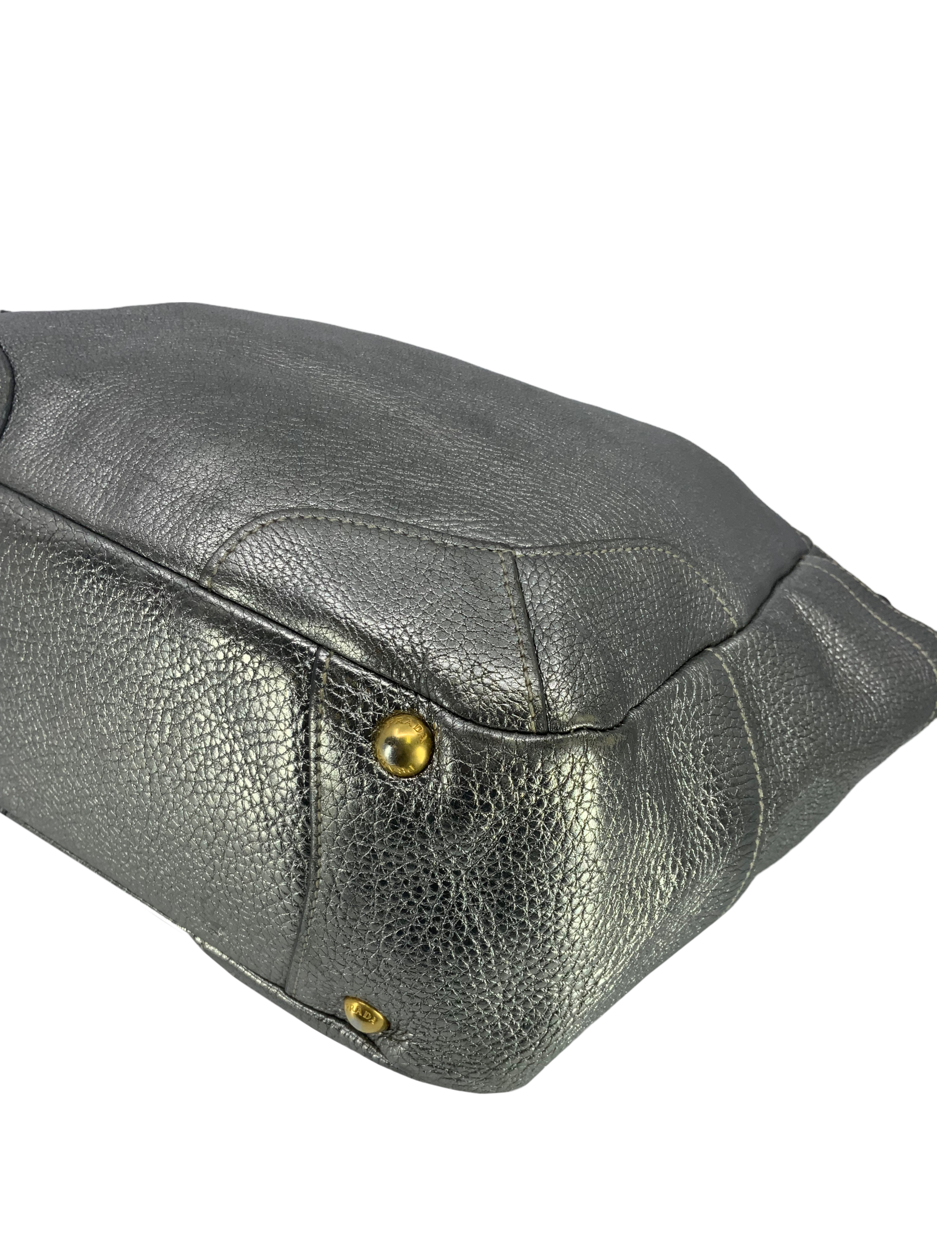 Prada Vitello Daino Side Pocket Zip Hobo Bag - Luxury Leather Shoulder Bag for Women, Perfect for Work, Travel & Everyday Use