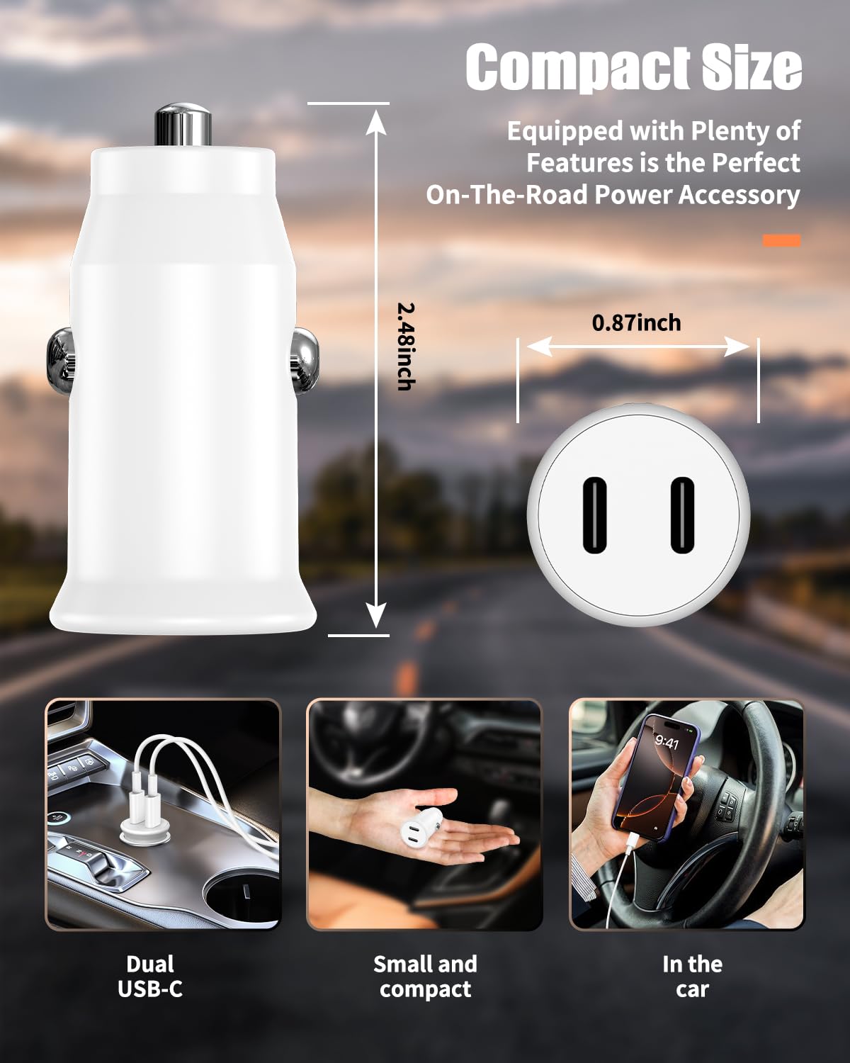 2-Pack 40W Dual USB C Car Charger Fast Charging Adapter for iPhone 16/15/14/13/12 Pro Max Plus, iPad, Samsung Galaxy - Quick Charge for Road Trips & Daily Commute