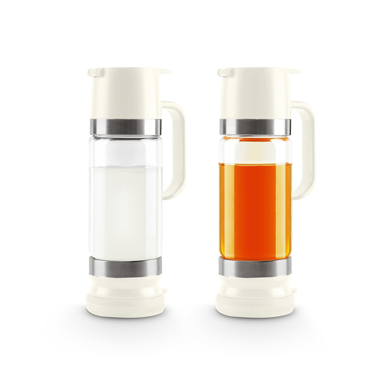 Premium 12oz Glass Coffee Syrup Dispenser with Handle - No Drip Pouring for Coffee, Tea & Honey - Barista Accessories for Home & Cafe (2-Pack, White) - Perfect for Latte Art, Cocktails & Dessert Toppings
