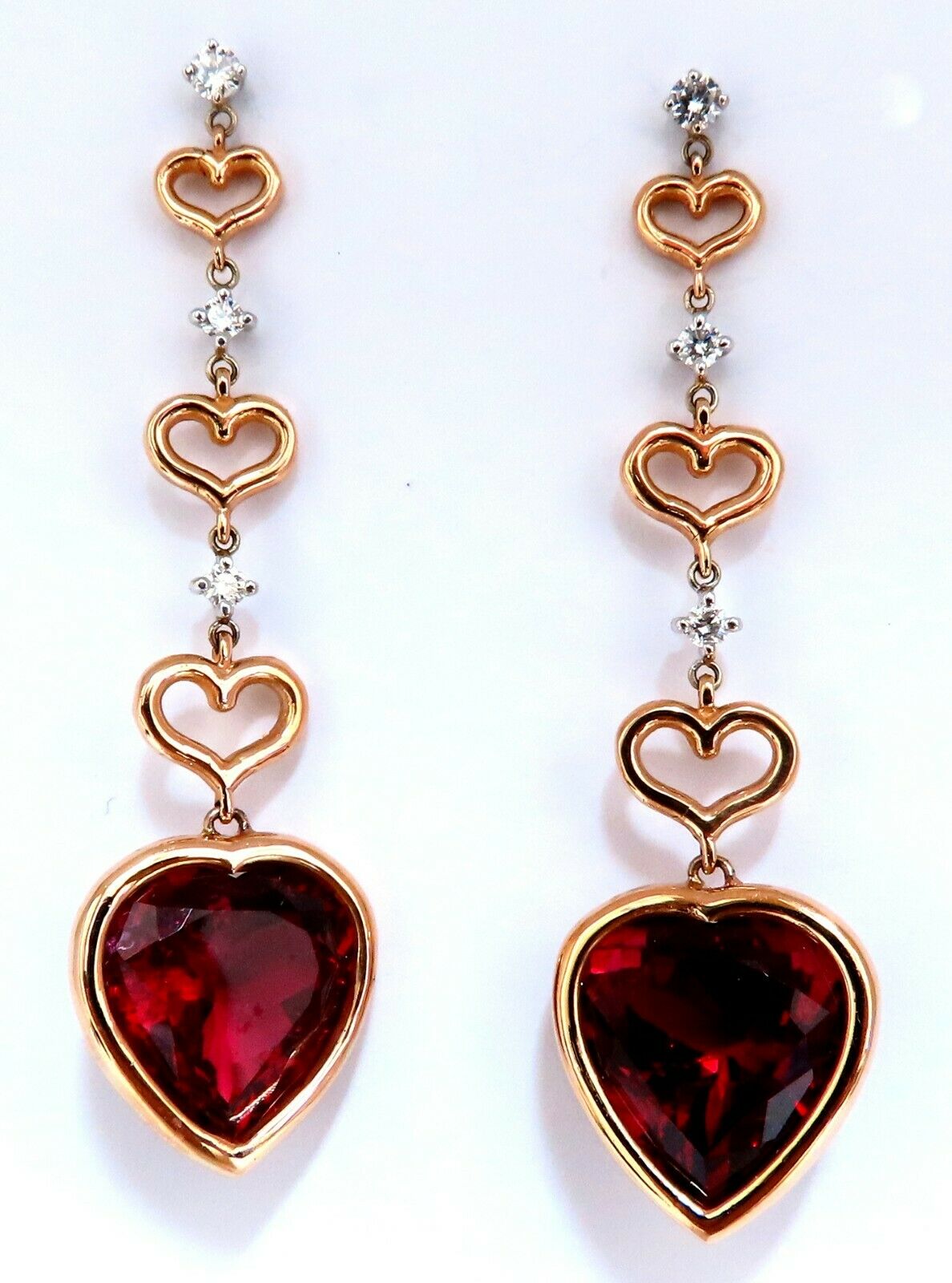 GIA Certified Natural Red Heart Tourmaline Diamond Dangle Earrings for Women - Elegant Valentine's Day Gift, Anniversary Jewelry & Special Occasion Accessories