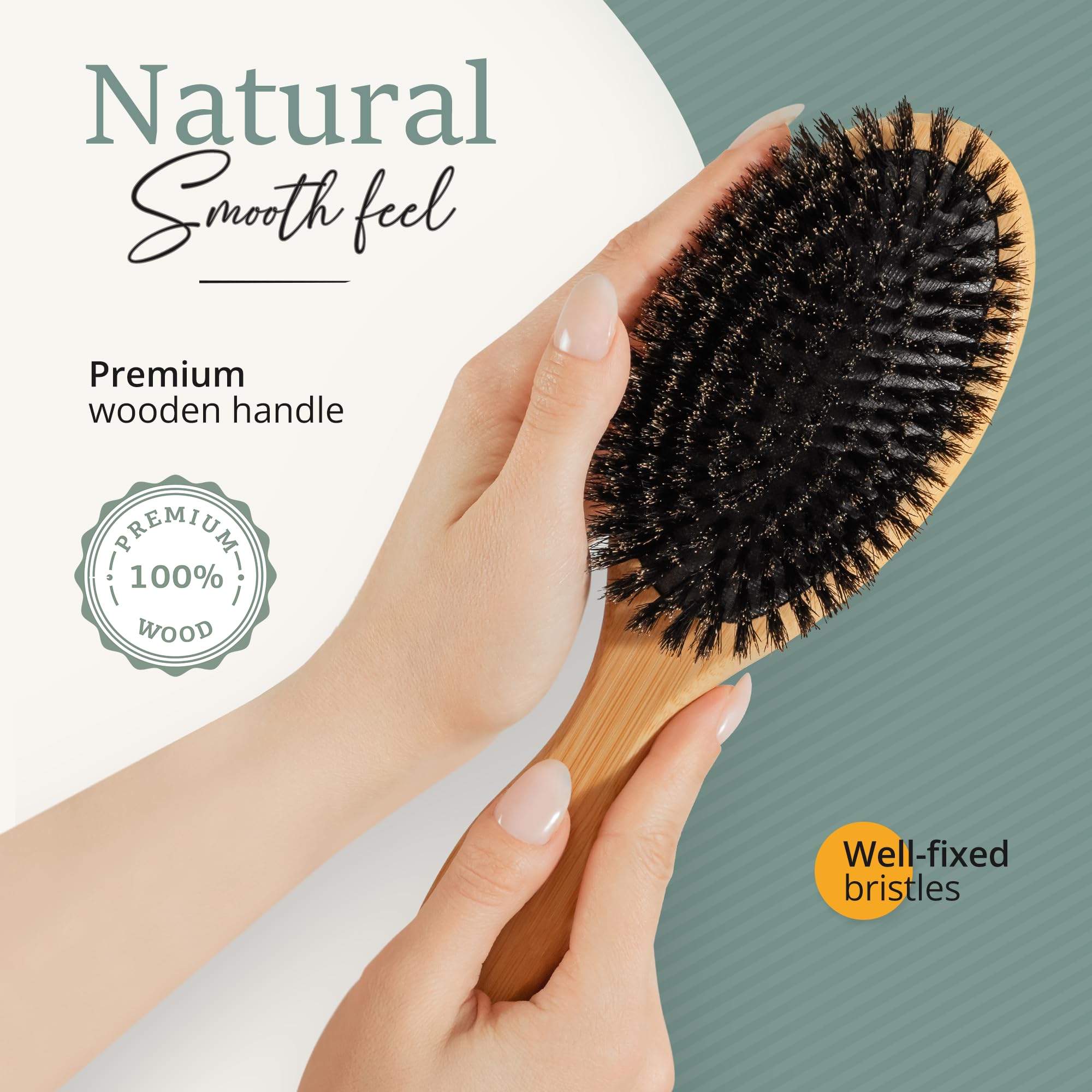 Belula 100% Boar Bristle Hair Brush Set for Women - Natural Soft Bristles for Thin & Fine Hair, Includes Wooden Comb, Travel Bag & Spa Headband - Perfect for Daily Hair Care, Travel & Salon Styling