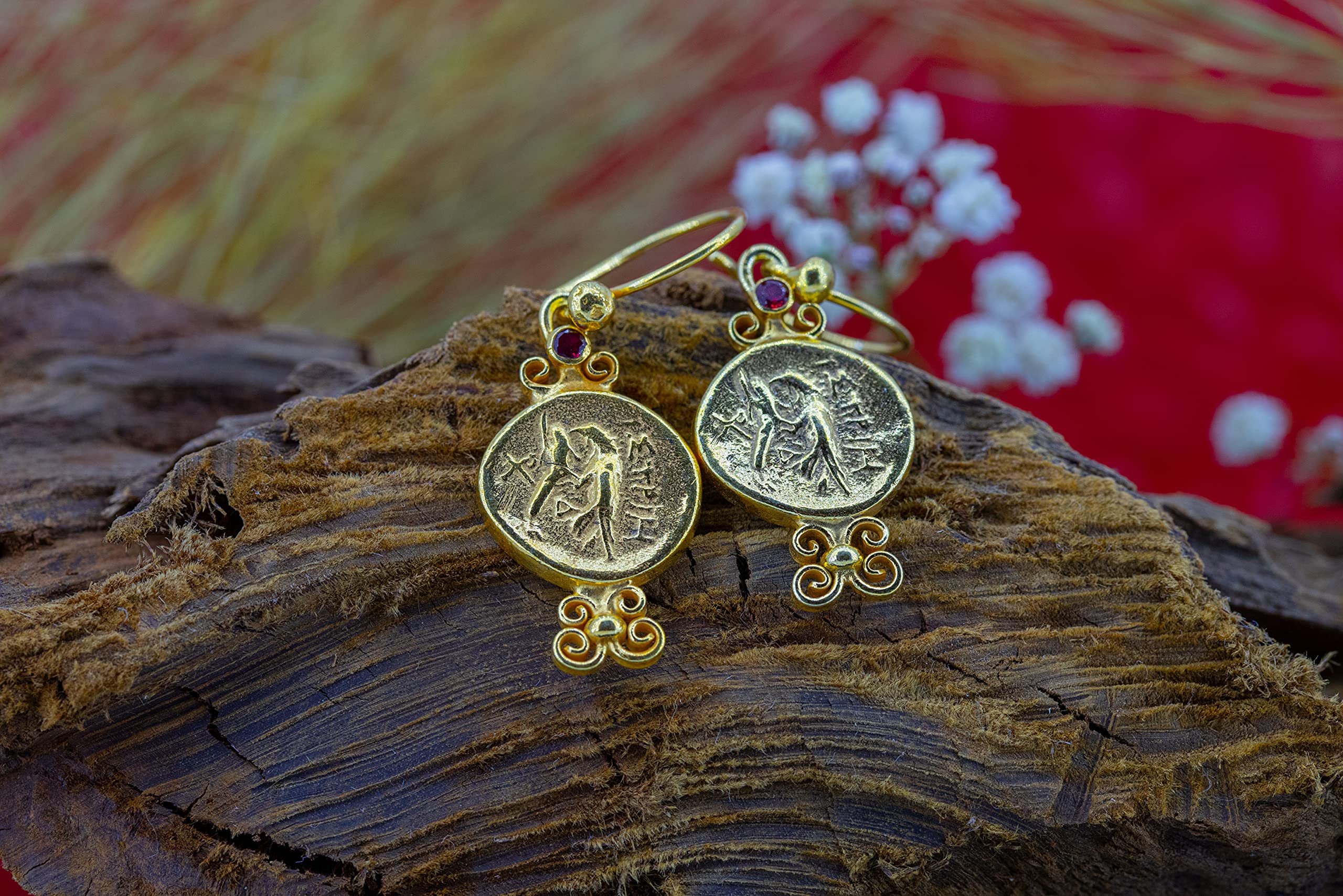 Hawk Roman Coin Dangle Earrings - 24k Gold Plated 925 Sterling Silver Jewelry for Women | Vintage Style Earrings for Party, Wedding & Special Occasions