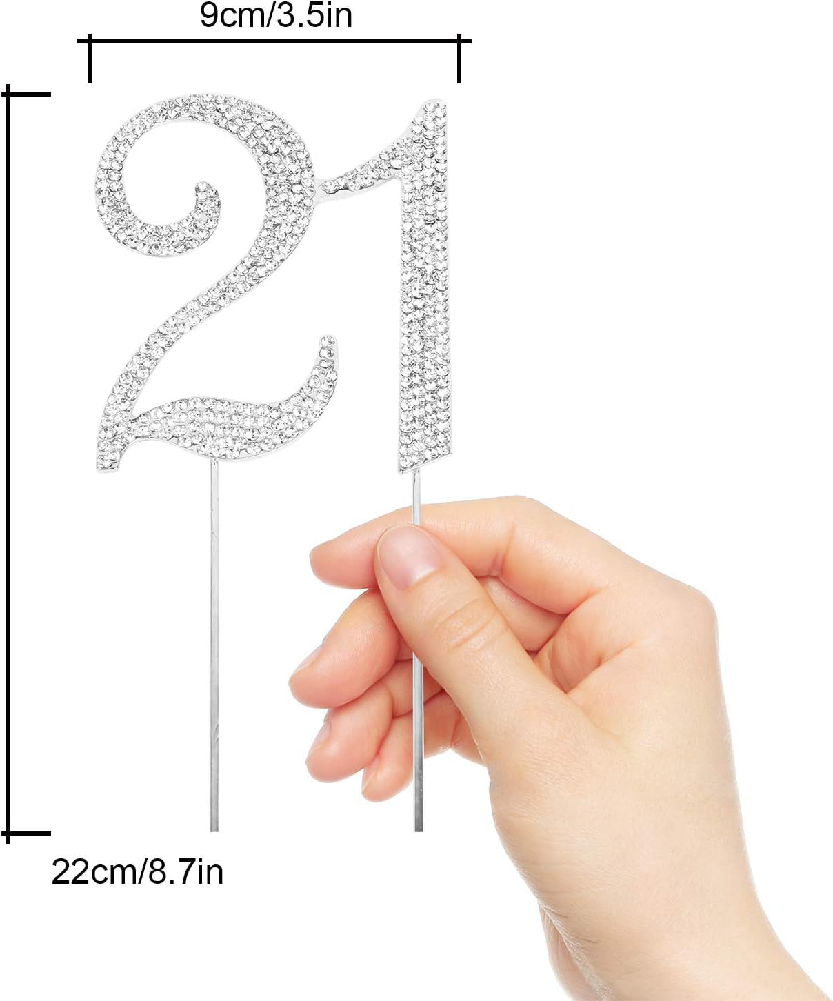 21st Birthday Cake Topper - Bling Crystal Rhinestone Decorations for Women, Silver Keepsake | Perfect for 21st Birthday Parties, Milestone Celebrations & Special Occasions