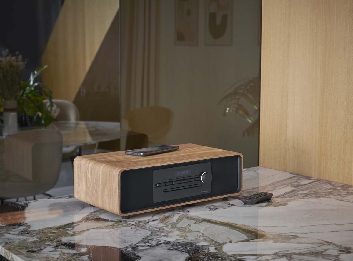 Thomson MIC300IDABBT Bluetooth Micro System with Digital DAB Radio, CD Player, USB Port & Wireless Charging - Perfect for Home, Office, and Small Spaces