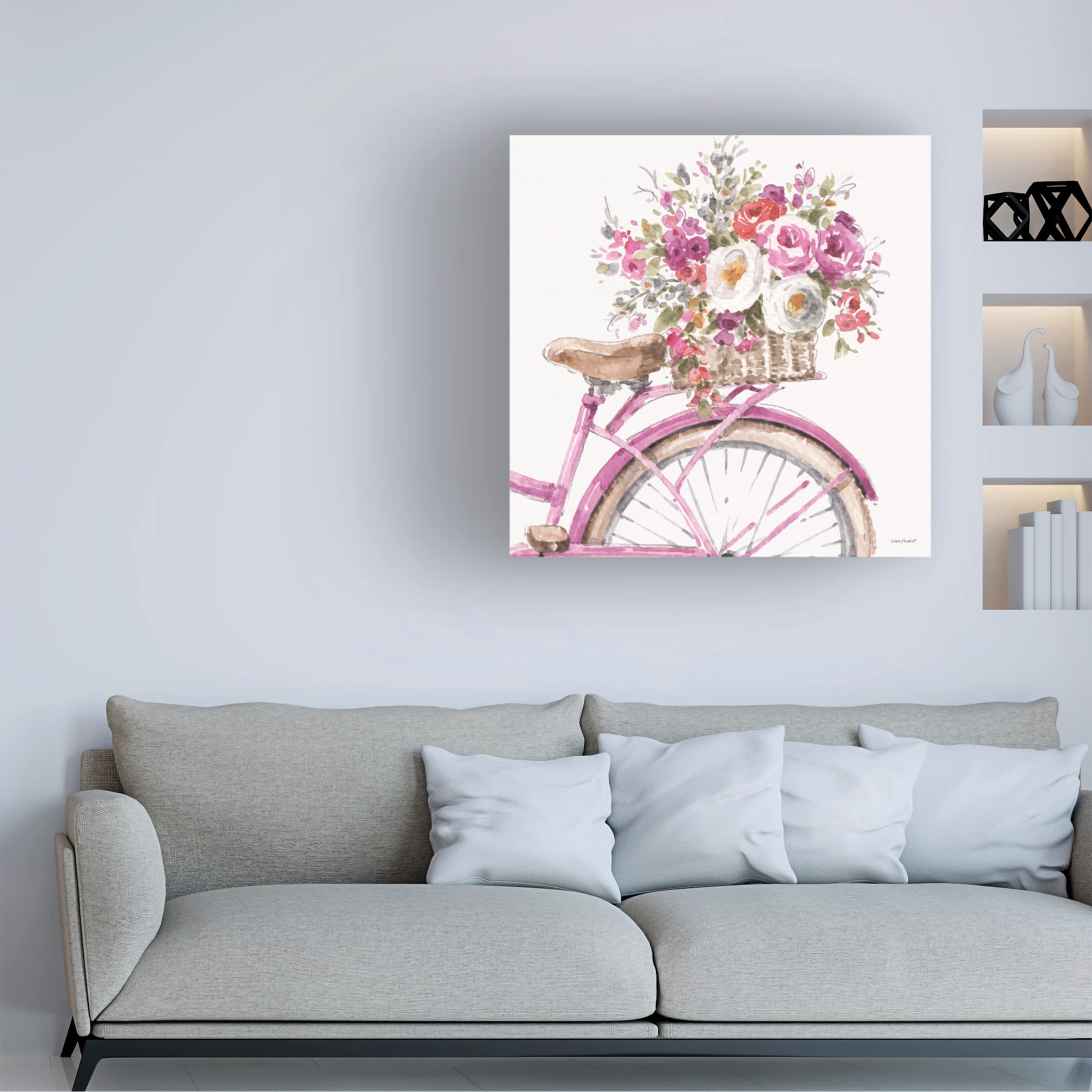 Lisa Audit 'Obviously Pink 15' Canvas Wall Art Print - Modern Abstract Pink Floral Painting for Living Room, Bedroom & Office Decor