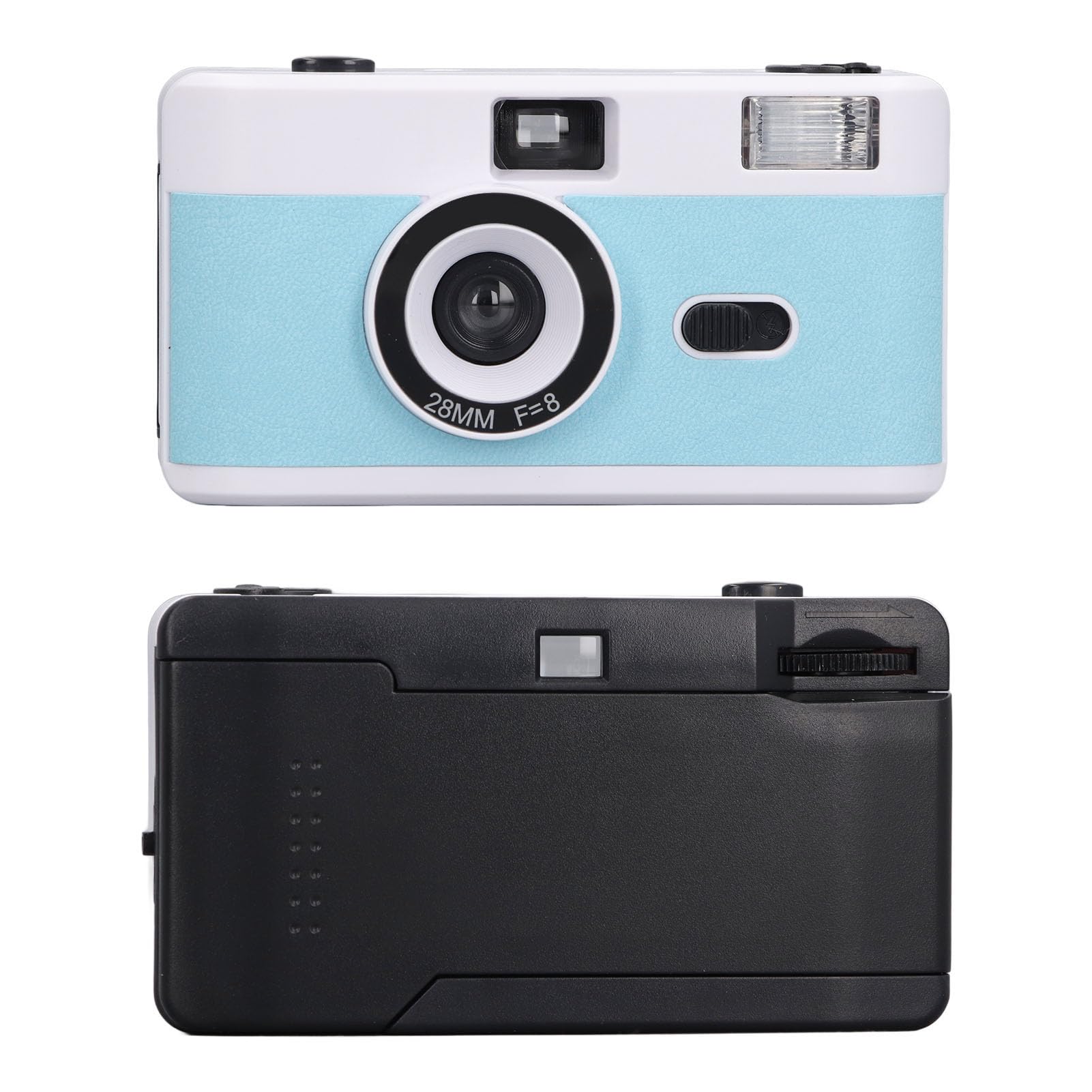 Vintage 35MM Film Camera with Flash - Lightweight Retro Camera, 28MM F8 Lens, 1/120s Shutter Speed - Perfect for Analog Photography Enthusiasts (White & Blue) | Great for Travel, Street Photography & Vintage Style Portraits
