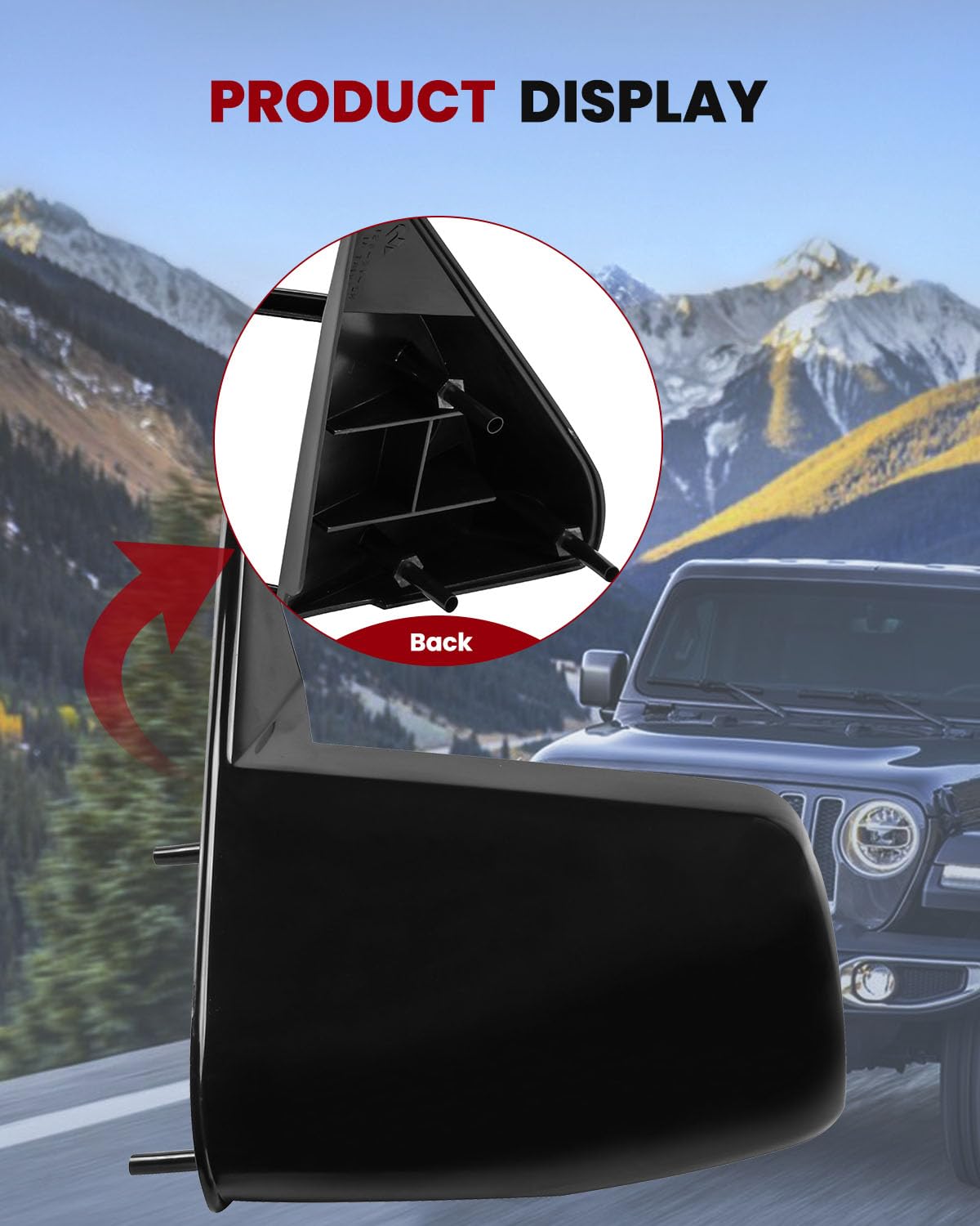 1992-1999 Chevy Blazer/GMC Yukon/Suburban/Tahoe Manual Adjust Non-Folding Side Mirrors - Left & Right Replacement Parts for Full Size Trucks | Perfect for Off-Roading & Daily Driving