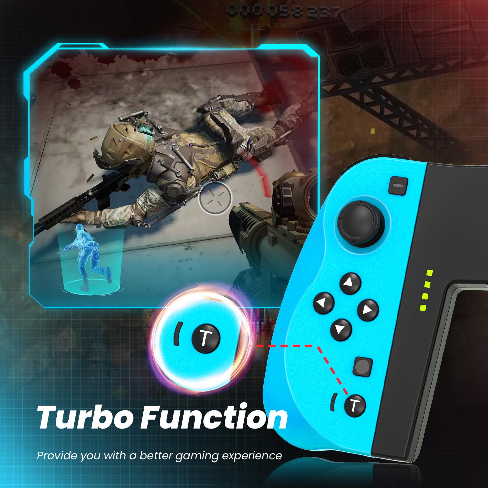 Wireless Switch Controller for Nintendo Switch/Lite/OLED - Dual Vibration, Turbo, Screenshot & Wake-up Function (Blue & Red) - Perfect for Gaming, Travel & Family Entertainment