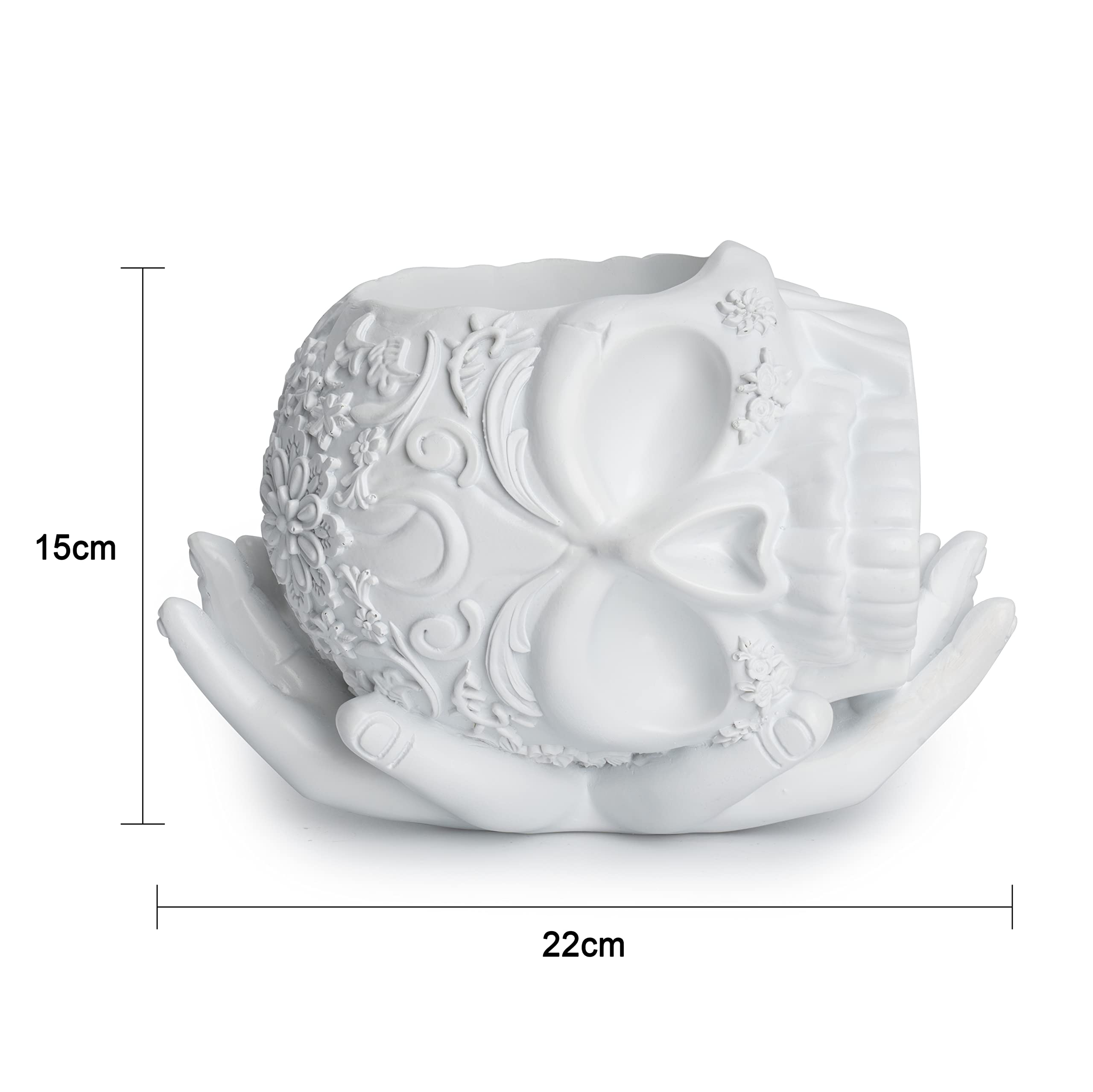Gothic Skull Makeup Brush & Pen Holder - Extra Large Resin Organizer for Bathroom Decor, Spooky Goth Decor with Skeleton Bones - Perfect for Halloween, Themed Parties & Dark Aesthetic Room Setup