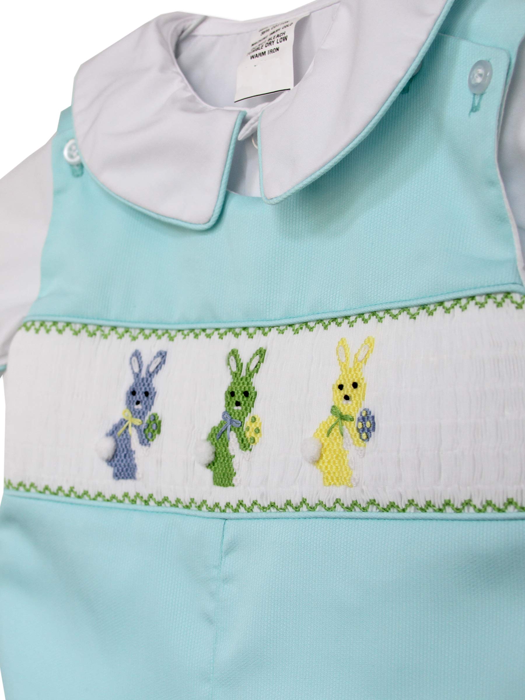 Easter Bunny Romper for Boys - Hand Smocked Shortall Outfit | Elegant Kids Clothes for Spring Photoshoot & Holiday Celebrations