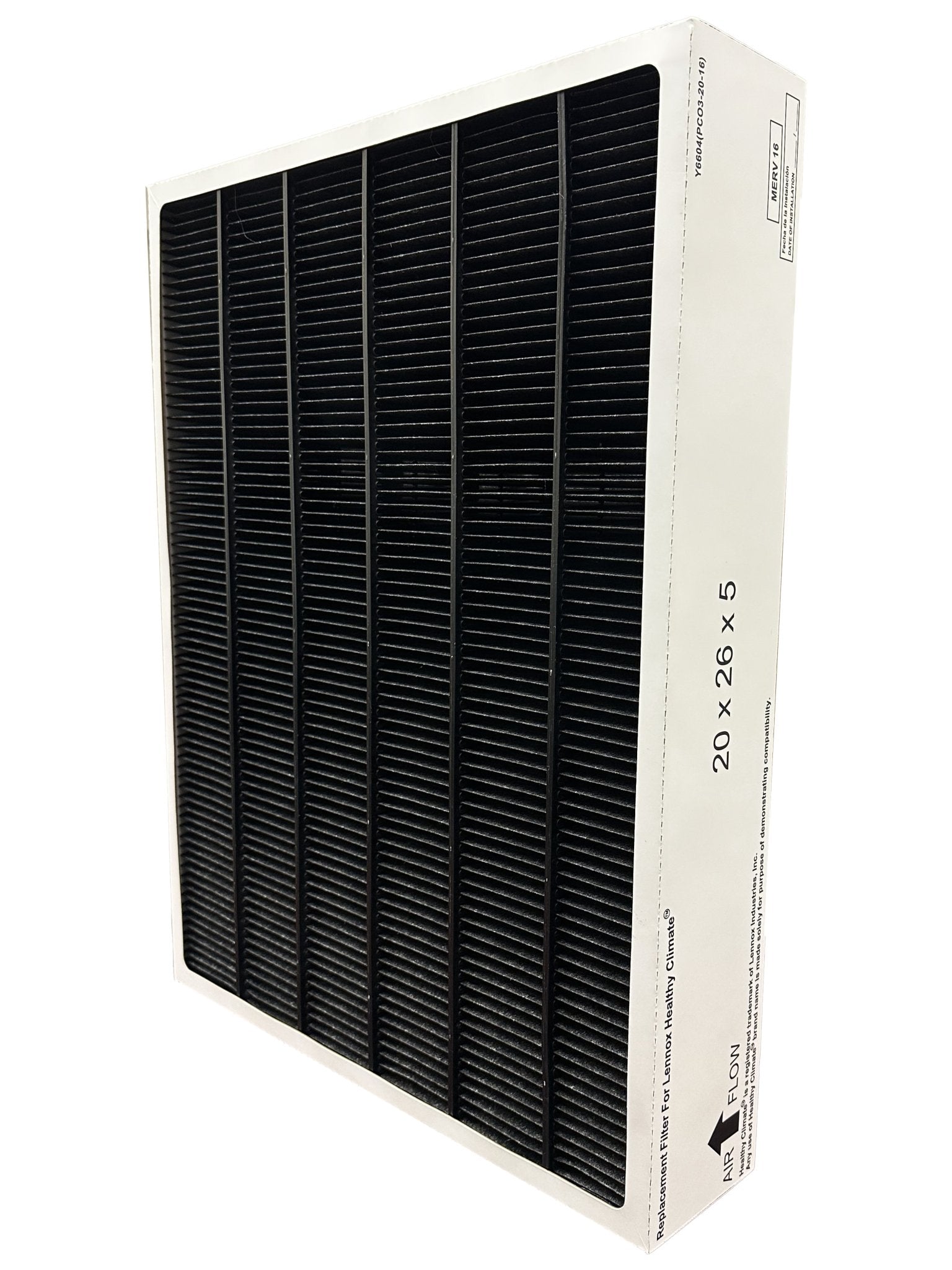 Lennox Y6604 Healthy Climate 100908 10 PureAir 20x26x5 MERV 16 Carbon Clean Furnace Air Filter - Compatible with Atomic & PCO3 20 16 - Improves Indoor Air Quality for Homes & Offices