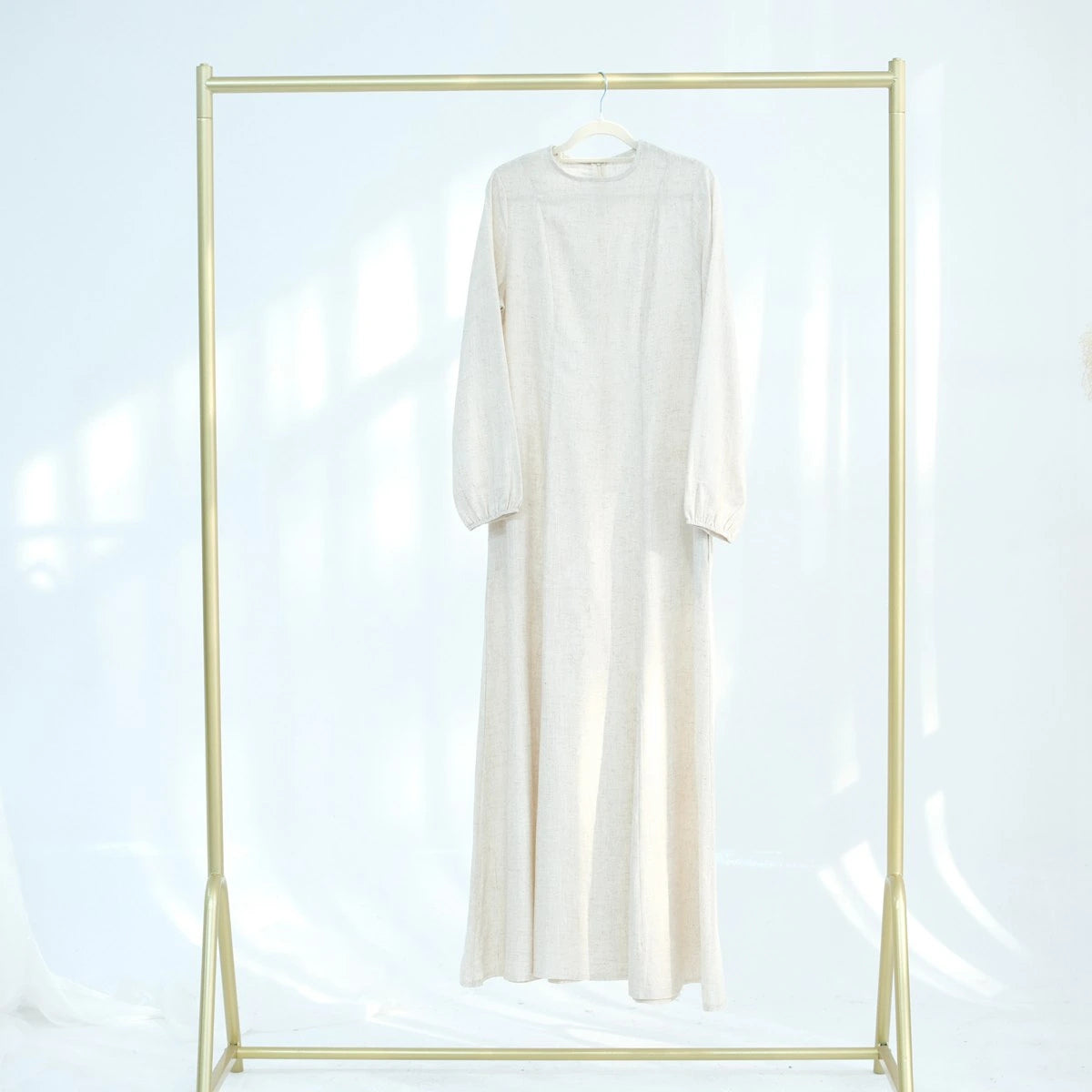Premium Linen Cotton Blend Waist Abaya Dress #25955 - Modest Islamic Fashion for Women, Perfect for Prayer, Eid, and Special Occasions