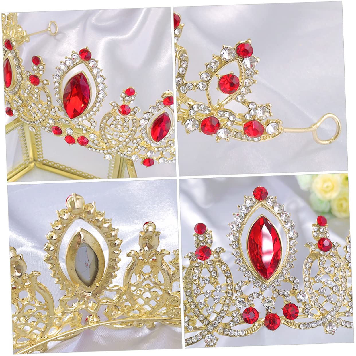 2 Pcs Crystal Crown Princess Tiara Headband - Rhinestone Bridal Wedding Headpiece for Cosplay, Prom, Photo Shoots & Special Occasions | Elegant Bride Accessories for Weddings, Parties & Pageants