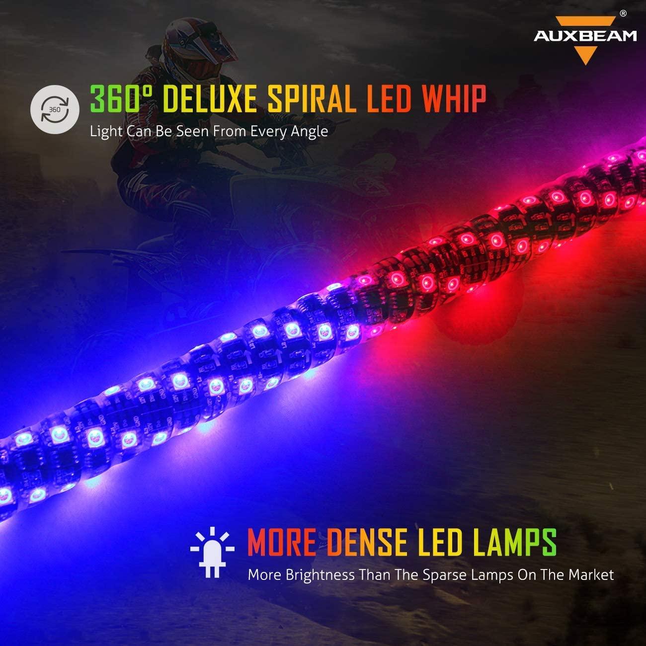3FT/4FT LED RGB Whip Lights with Bluetooth & Remote Control - Waterproof Off-Road Light Bar for UTV, ATV, Jeep, Truck - Perfect for Night Riding, Camping & Off-Road Adventures