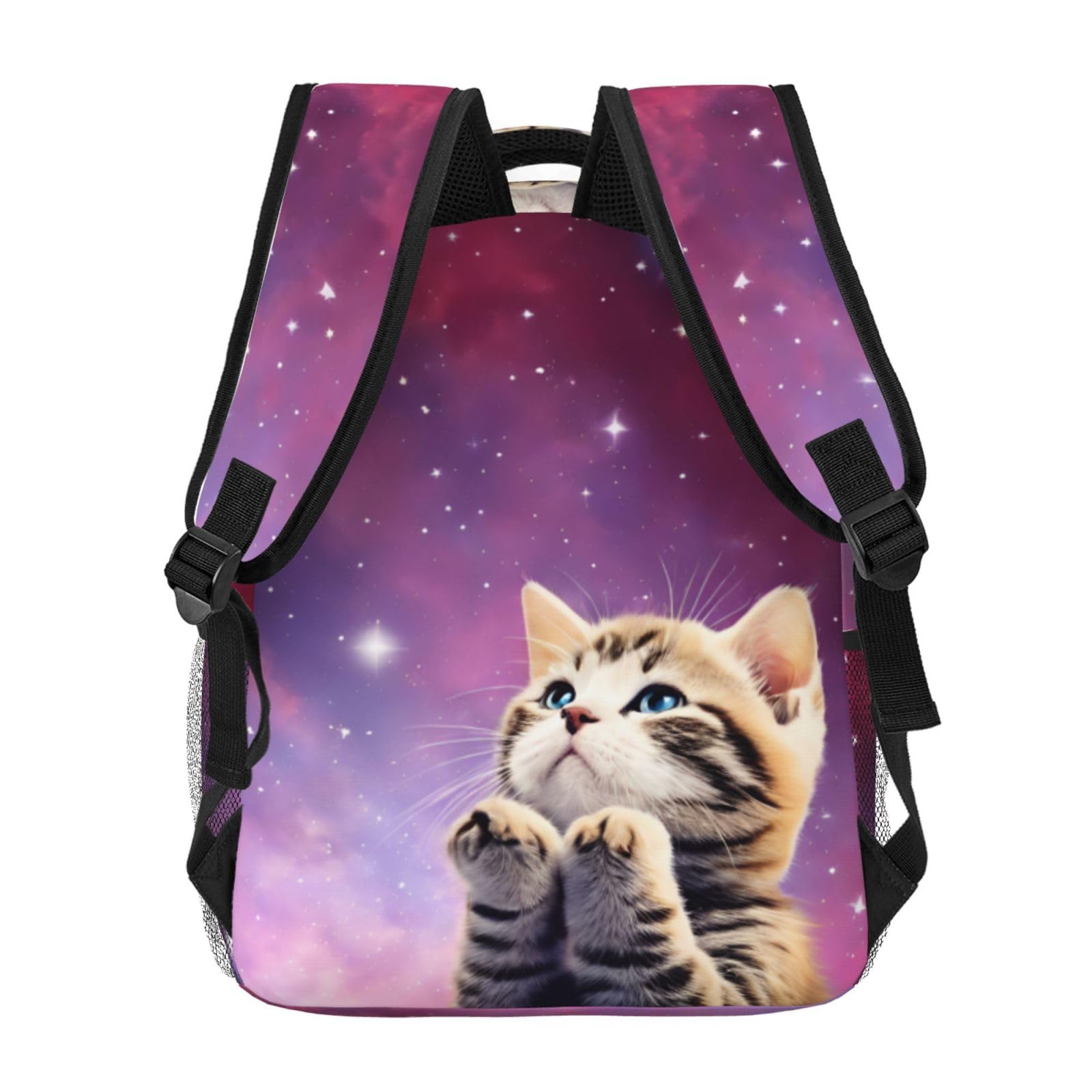 Dujiea 17 Inch Cute 3D Cat Galaxy Kitty Laptop Backpack - Waterproof School Bookbag for Women & Teens, Travel Shoulder Bag with Chest Strap - Perfect for College, Work, Commuting & Daily Use