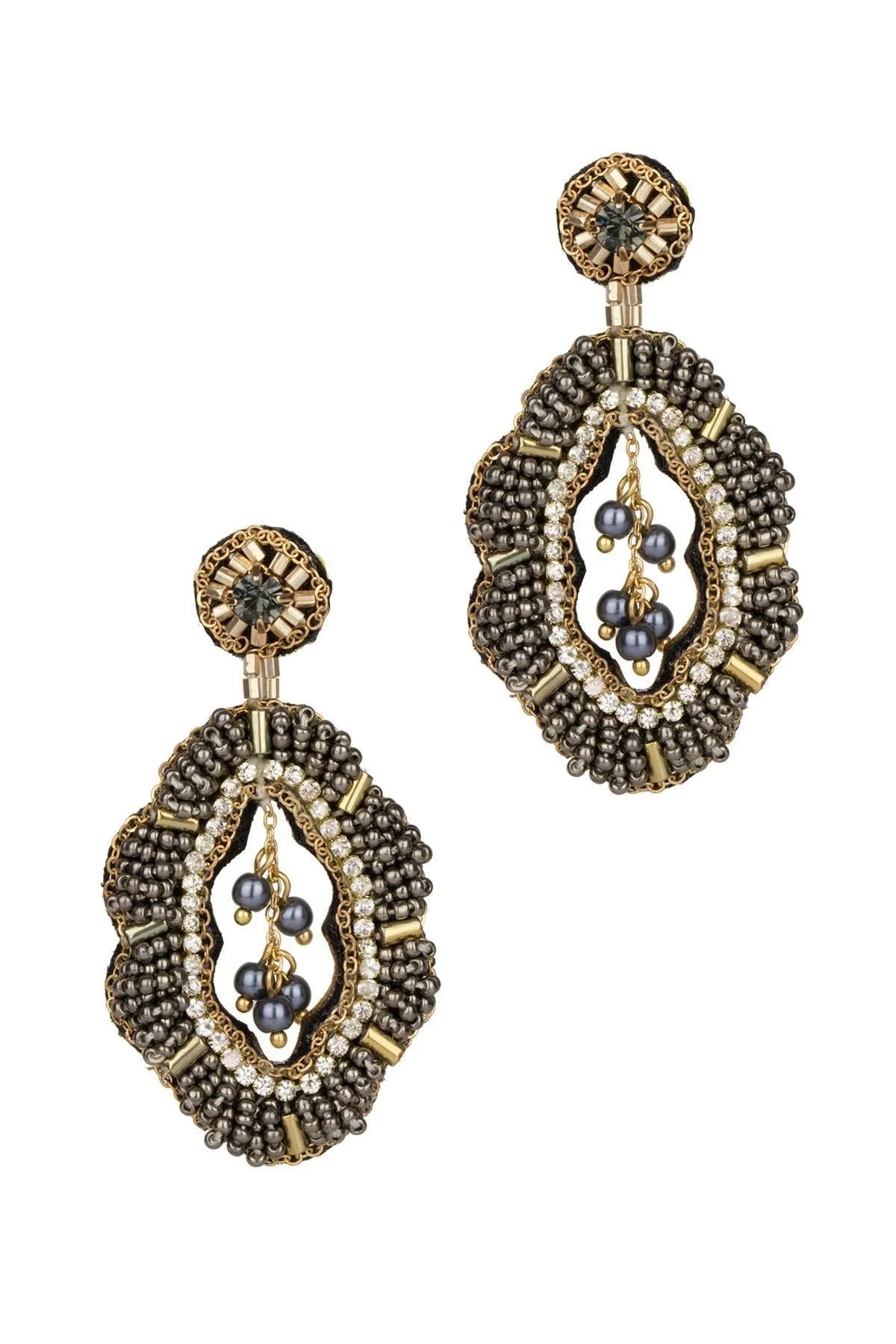 Rococo Beaded Statement Earrings for Women - Elegant Vintage Dangle Earrings for Party, Wedding & Special Occasions