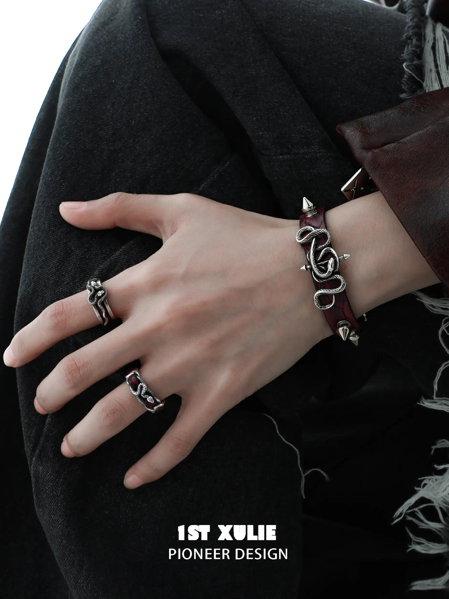 18k Gold Plated Snake Bite Rivet Leather Bracelet for Women - Punk Rock Gothic Boho Jewelry - Perfect for Concerts, Parties & Alternative Fashion