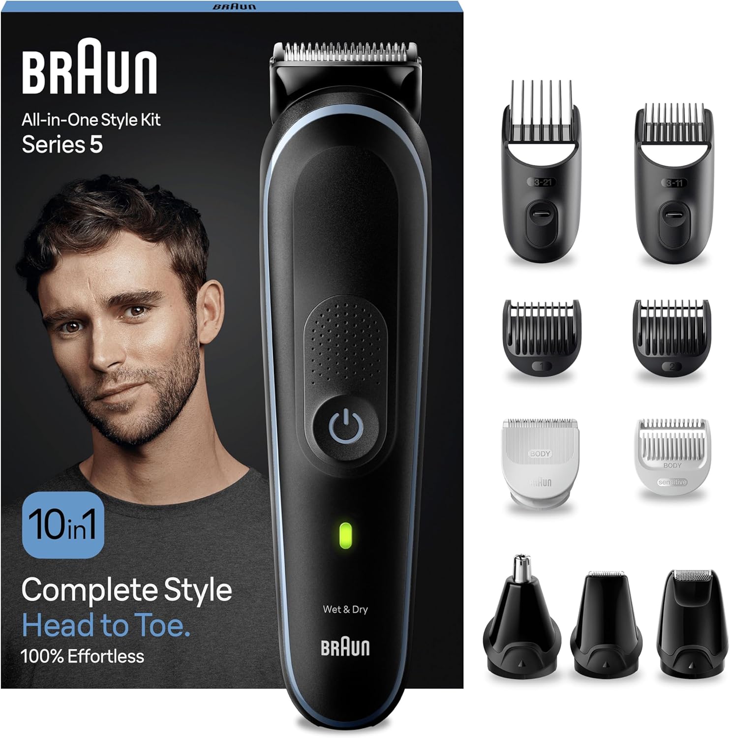 Braun Series 5 All-in-One 10-in-1 Styling Kit for Men - Hair Trimmer, Beard Groomer & Body Shaver - Perfect for Home Grooming, Travel & Professional Use