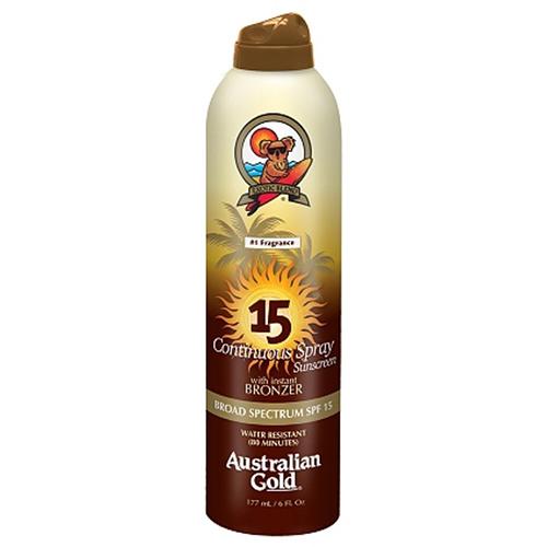 Australian Gold Continuous Bronzer Spray 6 oz - Natural Sunless Tanning Lotion for a Glowing Tan - Perfect for Beach, Pool & Summer Vacations