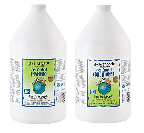 MPP Dog Shed Control Green Tea Detoxifying Shampoo & Conditioner Set - 16 oz or 1 Gallon for Long-Haired Dogs | Reduces Shedding & Promotes Healthy Coat | Perfect for Bath Time & Grooming Sessions