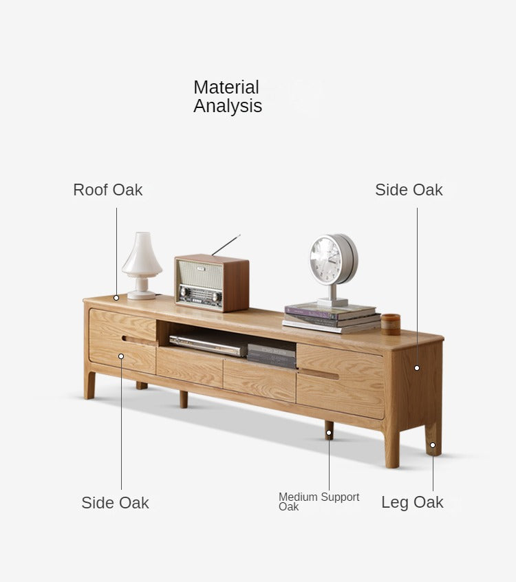 Solid Oak Wood TV Stand for Living Room - Modern Entertainment Center with Storage Shelves, Perfect for TVs up to 65 inches - Durable & Stylish Furniture for Home Theater Setup