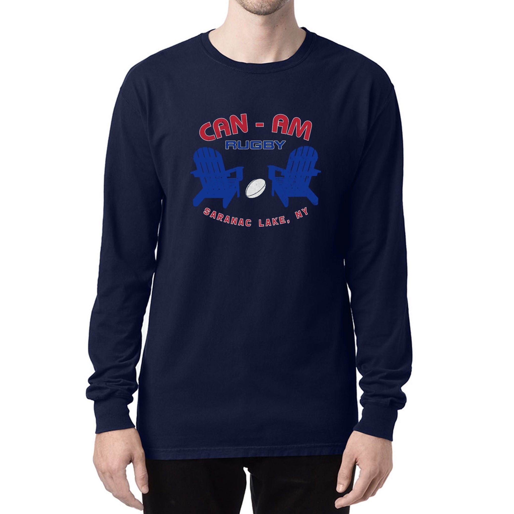 Can Am Adirondack Chairs Garment Dyed Long Sleeve T-Shirt - Comfortable Outdoor Lounge Wear for Backyard, Camping & Beach Relaxation