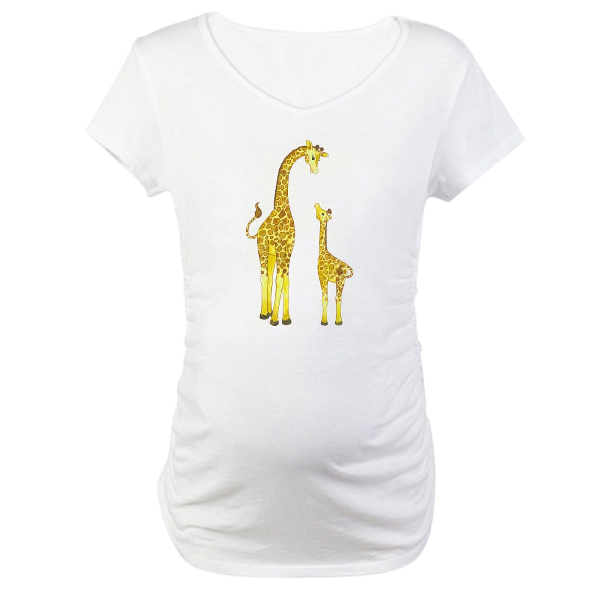 Mom and Baby Giraffe Maternity T-Shirt for Women - Stretchy Ruched Side Design for Comfort - Perfect for Pregnancy Photos, Baby Showers & Mother's Day Gifts