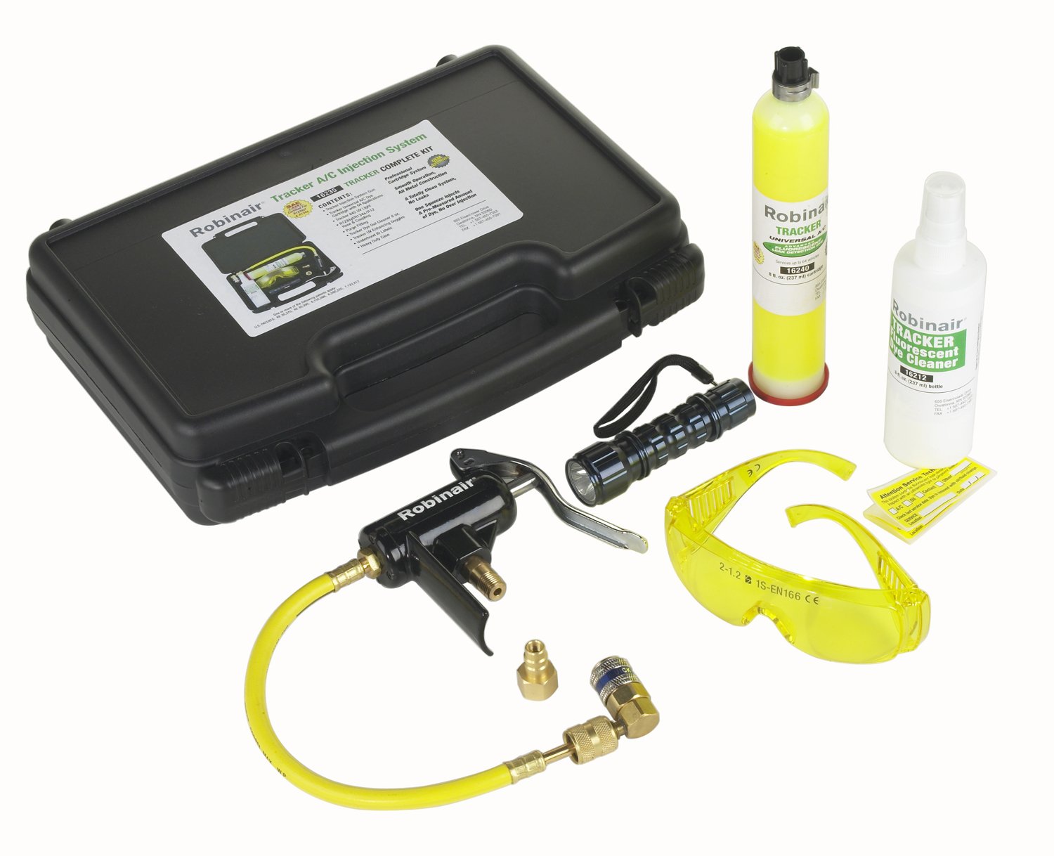 Robinair 16235 UV Leak Detection Kit - Professional Automotive AC System Leak Detector with UV Dye and Light for HVAC, Refrigerant, and Car Air Conditioning Repairs - Perfect for Mechanics and DIY Auto Maintenance