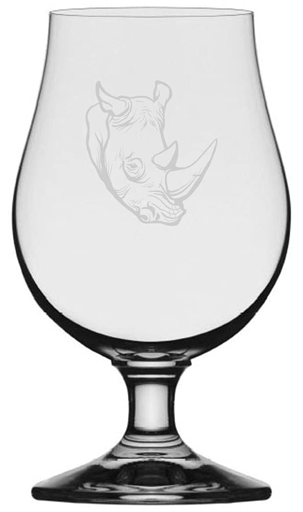 Rhino Face Zoo Animal Etched 13.25oz Beer Glass - Perfect for Themed Parties & Gifts