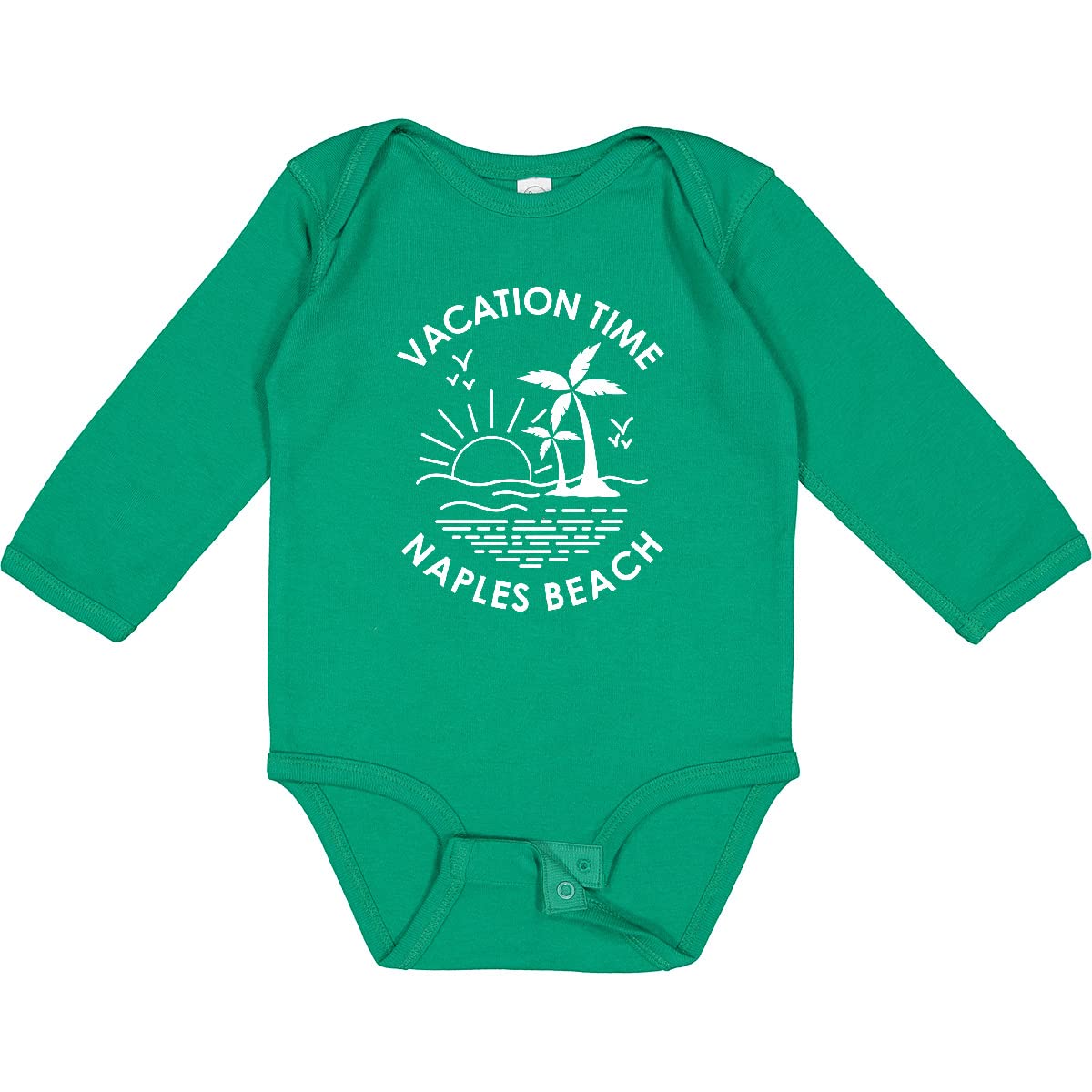 Inktastic Vacation Time in Naples Beach Long Sleeve Creeper - Soft & Comfortable Baby Bodysuit for Boys & Girls - Perfect for Beach Trips, Family Photos & Casual Outings