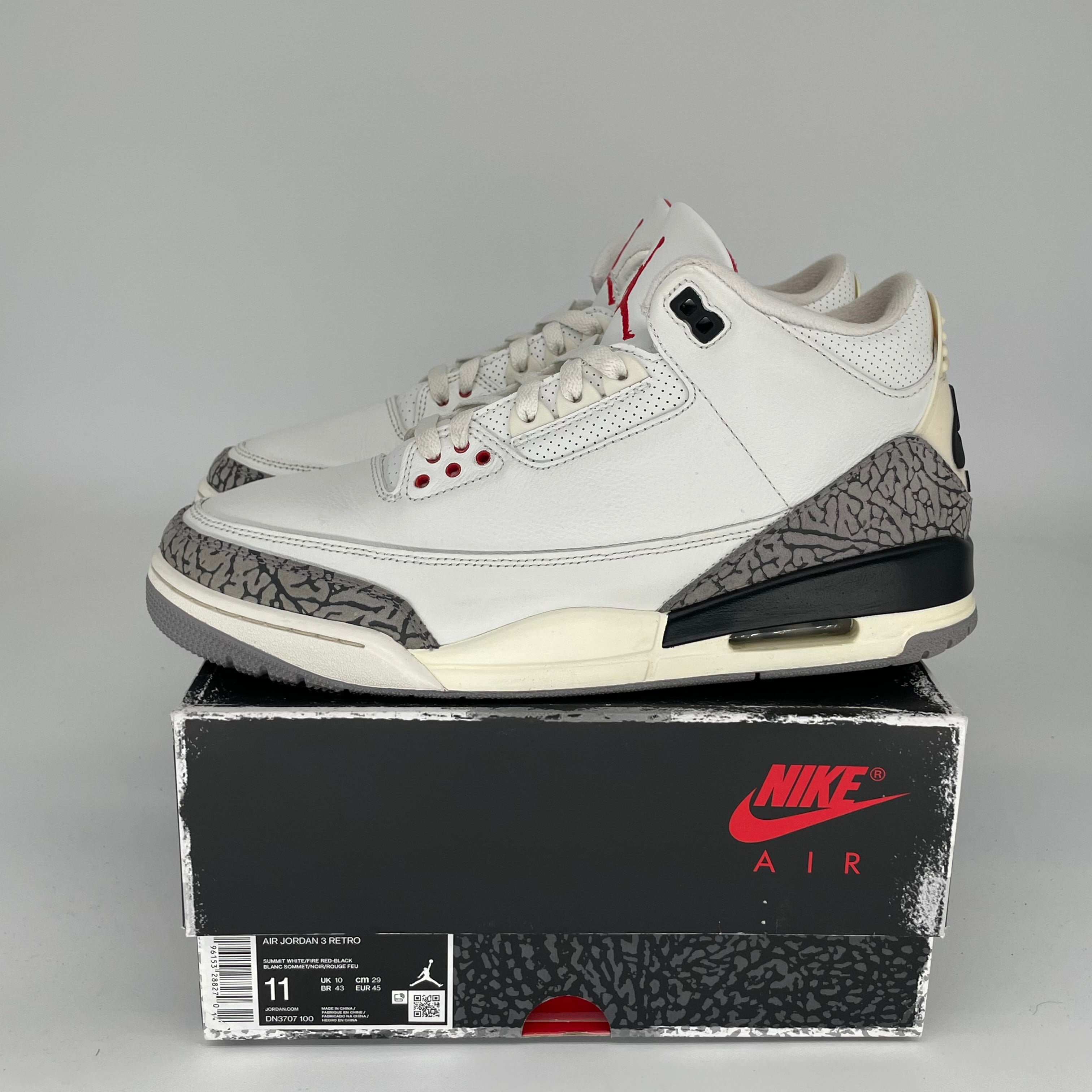 AIR JORDAN 3 White Cement Reimagined Basketball Shoes - Men's Size 11 (DN3707-100) - Retro Style Sneakers for Casual Wear & Street Fashion