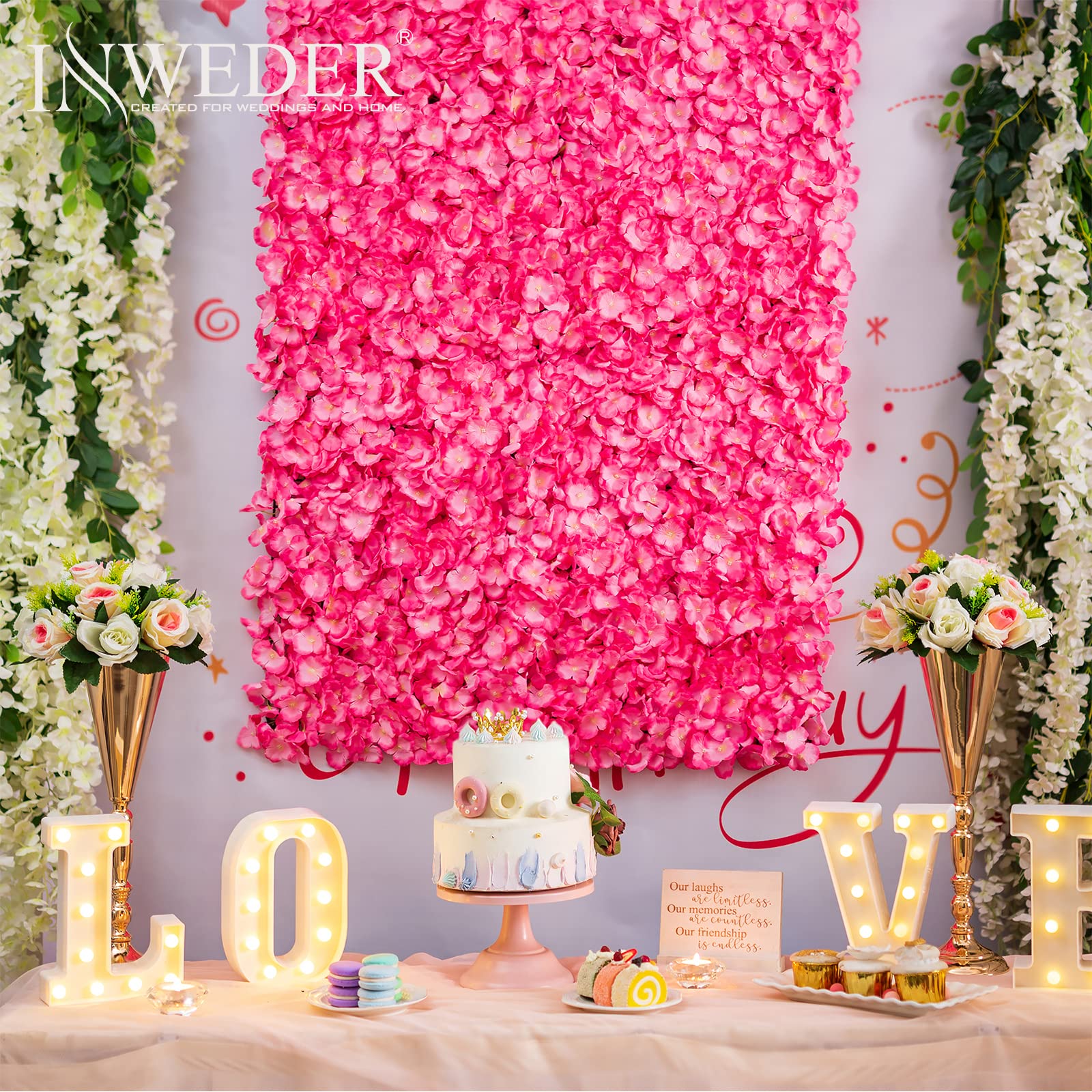 6-Pack Pink 3D Artificial Hydrangea Flower Wall Panels - Fake Floral Decor for Wedding Backdrop, Party Decoration, Home & Office Wall Decor - Perfect for Bridal Showers, Baby Showers, and Event Photo Booths