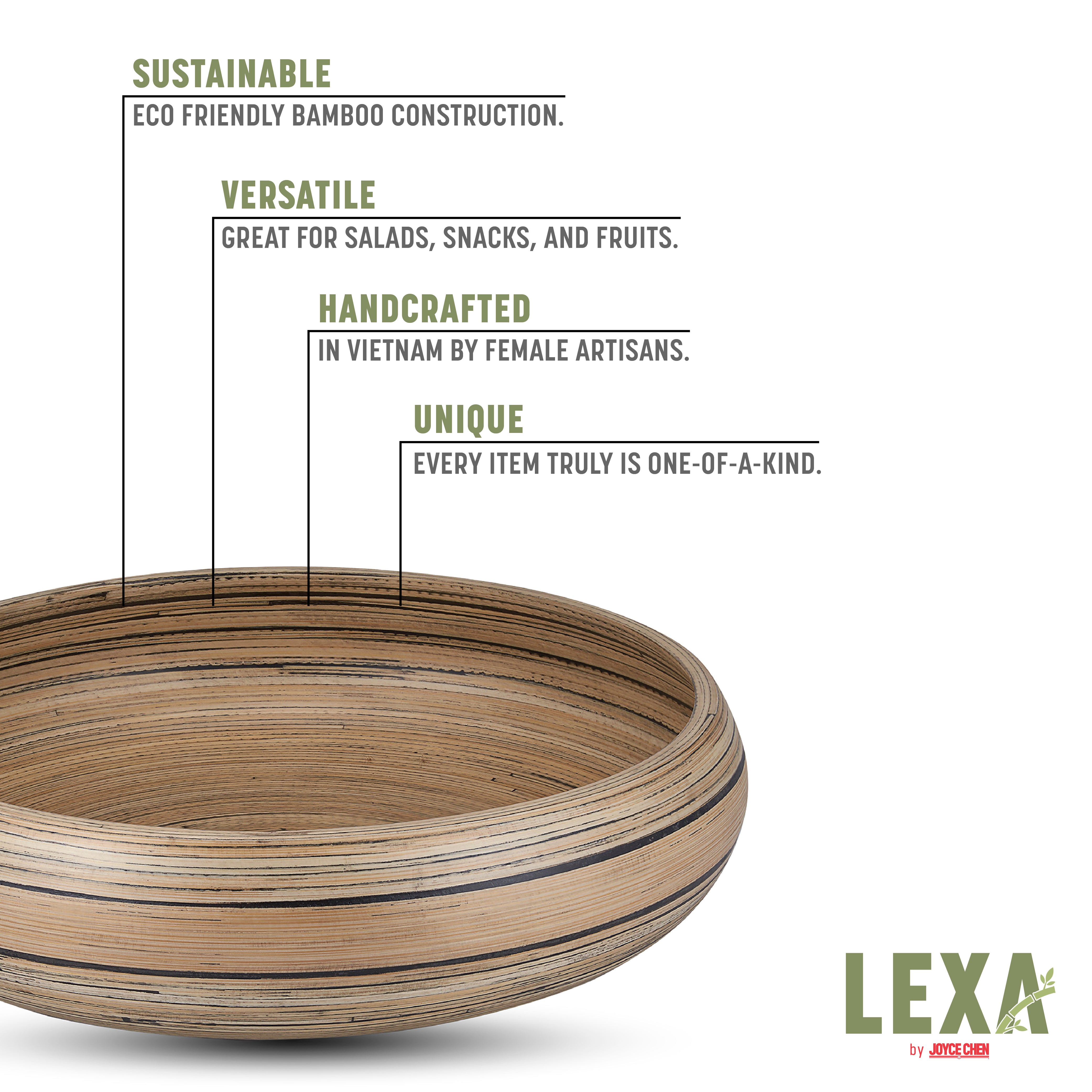 Lexa 12-Inch Bamboo Fruit Bowl – Eco-Friendly, Durable & Stylish Serving Bowl for Fresh Fruits, Snacks & Kitchen Decor