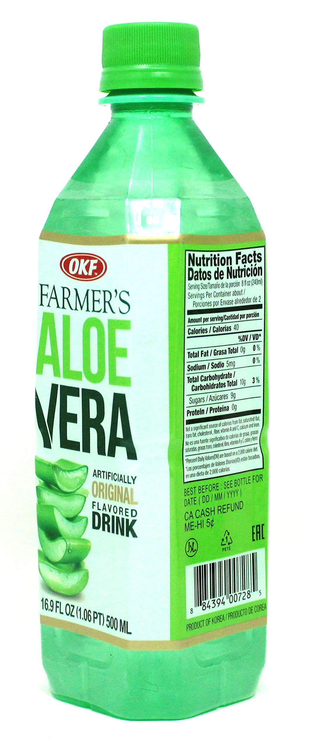 OKF Farmer's Aloe Vera Drink - Original Flavor, 16.9 fl oz (Pack of 12) | Refreshing Aloe Vera Beverage for Hydration, Digestion & Skin Health | Perfect for Summer, Gym & Daily Wellness