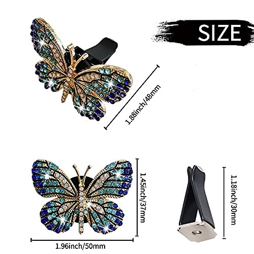 Sparkling Rhinestone Butterfly Car Vent Clip - Elegant Aromatherapy Car Accessory for Women | Car Interior Decoration Charm (Blue) | Perfect for Daily Commute, Road Trips & Gift Giving