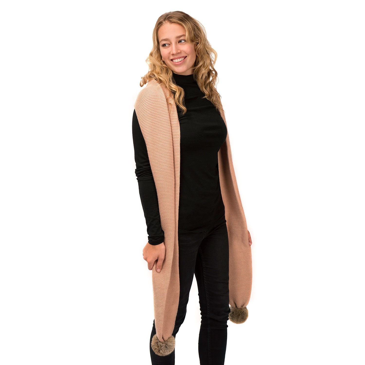 Sofia Scarf - Soft Salmon Natural Color Cashmere Wrap for Women - Perfect for Winter, Fall Fashion & Gift Giving