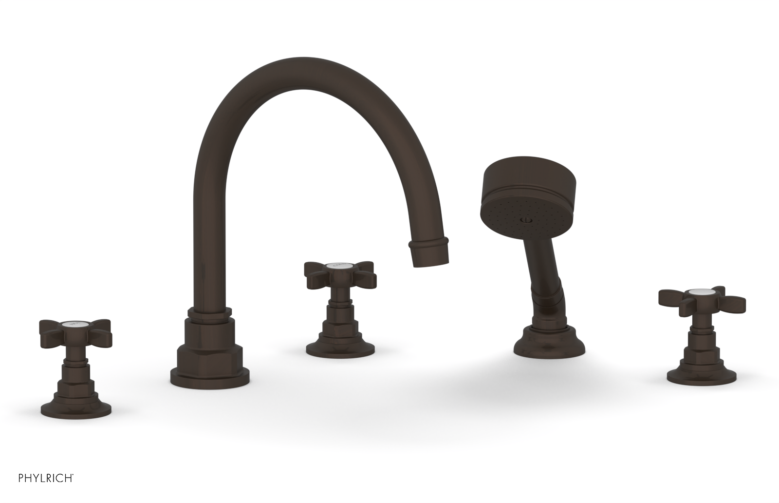 Jamestown Deck Tub Set with Hand Shower - Cross Handles 165 48 - Outdoor/Indoor Freestanding Bathtub for Patio, Garden, or Bathroom Relaxation