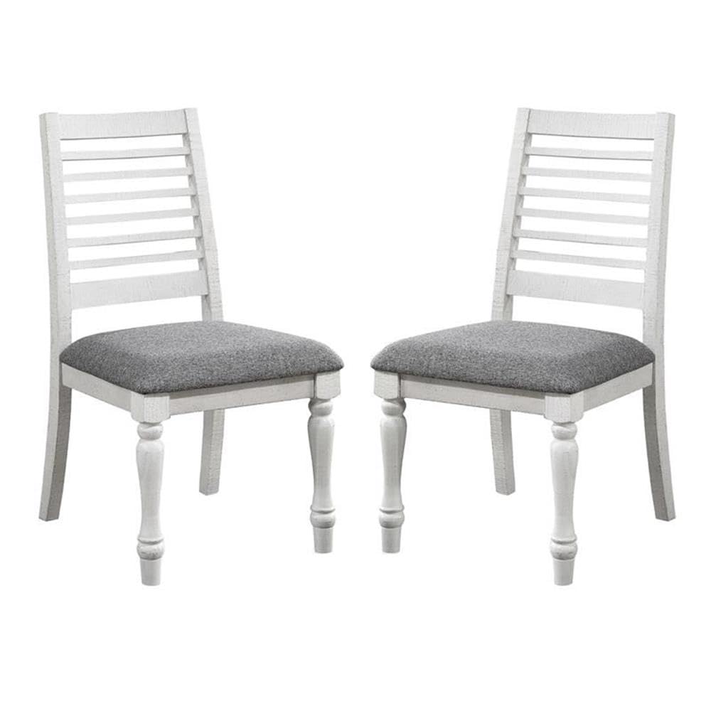 Furniture of America Treon Wood Padded Side Chairs Set of 2 - Antique White Finish, Comfortable Dining Room Chairs for Kitchen, Breakfast Nook, and Home Decor