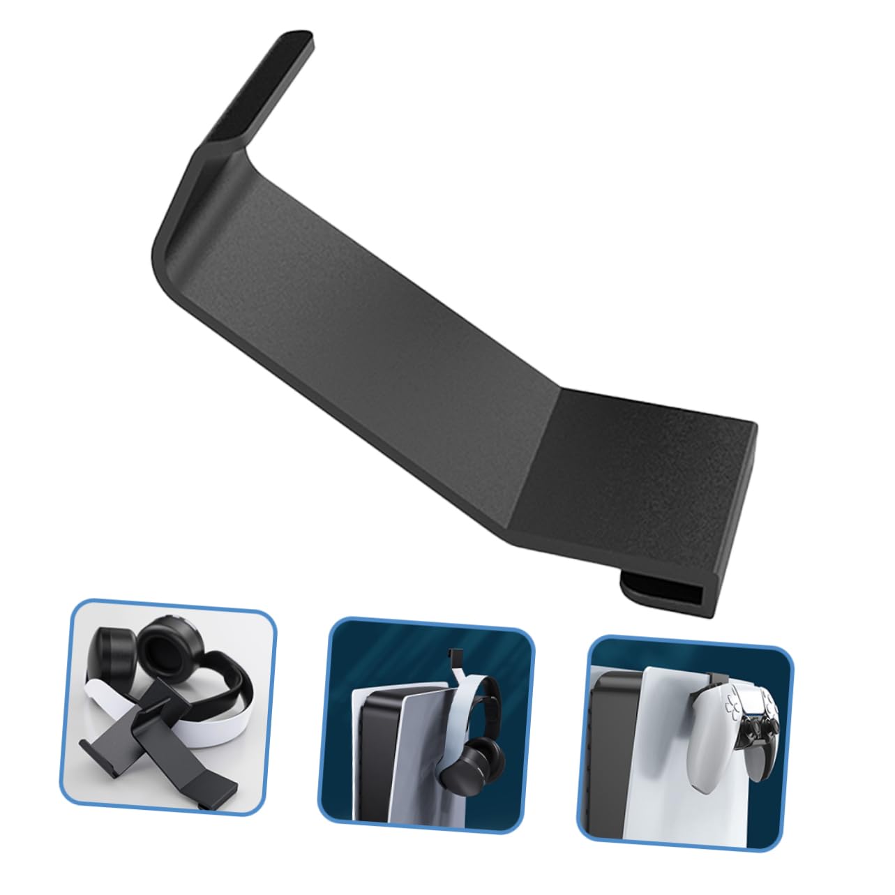 BUGUUYO 3-Piece Wall Mount Headphone Stand Holder - Space-Saving Headset Hanger Rack for Gaming, Office & Home Organization - Easy to Assemble Headphone Storage Solution