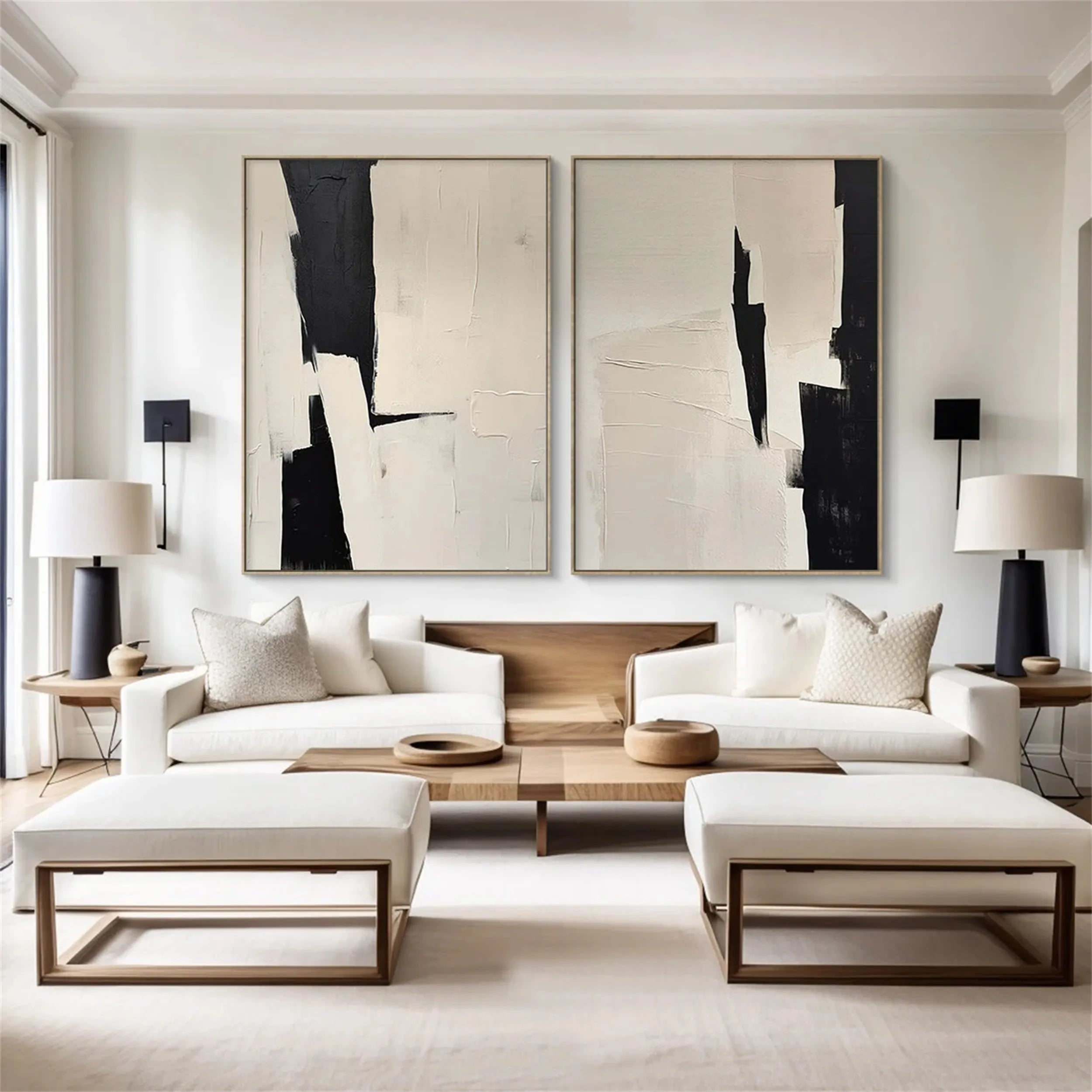 Abstract Tranquility Set of 2 Wall Art Paintings - Modern Minimalist Canvas Prints for Living Room, Bedroom & Office Decor #WS128