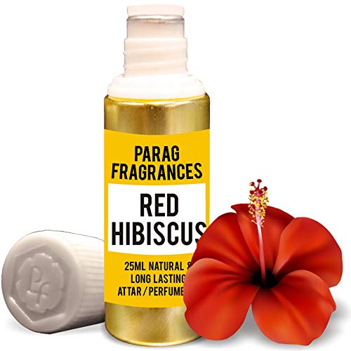 Premium Grade 1 Red Hibiscus Natural Attar Perfume Oil - 25ml Pure Undiluted Fragrance | Alcohol-Free, Bhapka Distilled | Romantic Date Night, Meditation & Aromatherapy Essential Oil