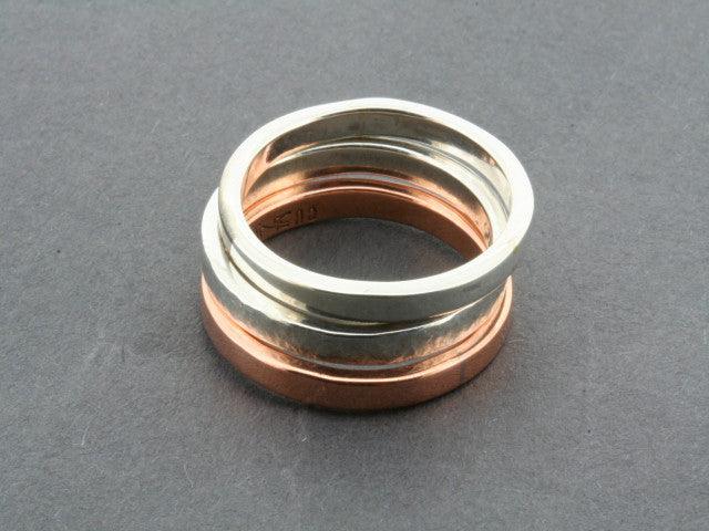 Polished Copper & Sterling Silver Stackable Rings for Women - Elegant Layered Jewelry for Everyday Wear & Special Occasions