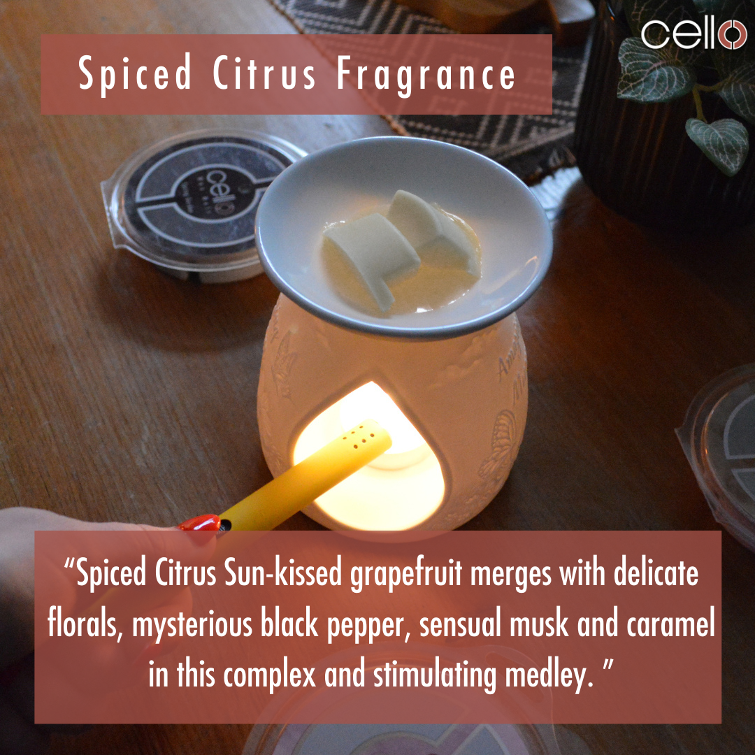 Premium Cello Wax Melts - Spiced Citrus Scented Wax Cubes for Warmers | Aromatherapy, Home Fragrance & Relaxation | Perfect for Living Room, Bedroom & Office