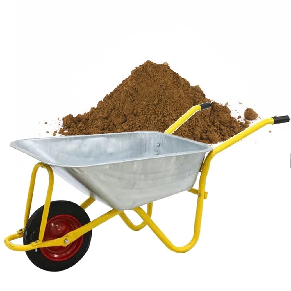 Etlegor Heavy Duty Steel Garden Wheelbarrow - 130x30x58cm Utility Dump Cart with Never Flat Tires for Transporting Sand, Dirt & Yard Waste (Yellow) - Ideal for Landscaping, Gardening & Construction Projects